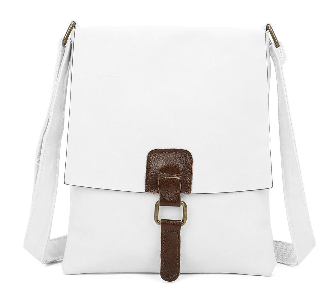 ITALYSHOP24 Schultertasche Damen Tasche Messenger Cross Over Body Bag Umhängetasche Modern Style, Highlight City Shopping Begleiter, für Tablet, Geldbörse Handy & mehr