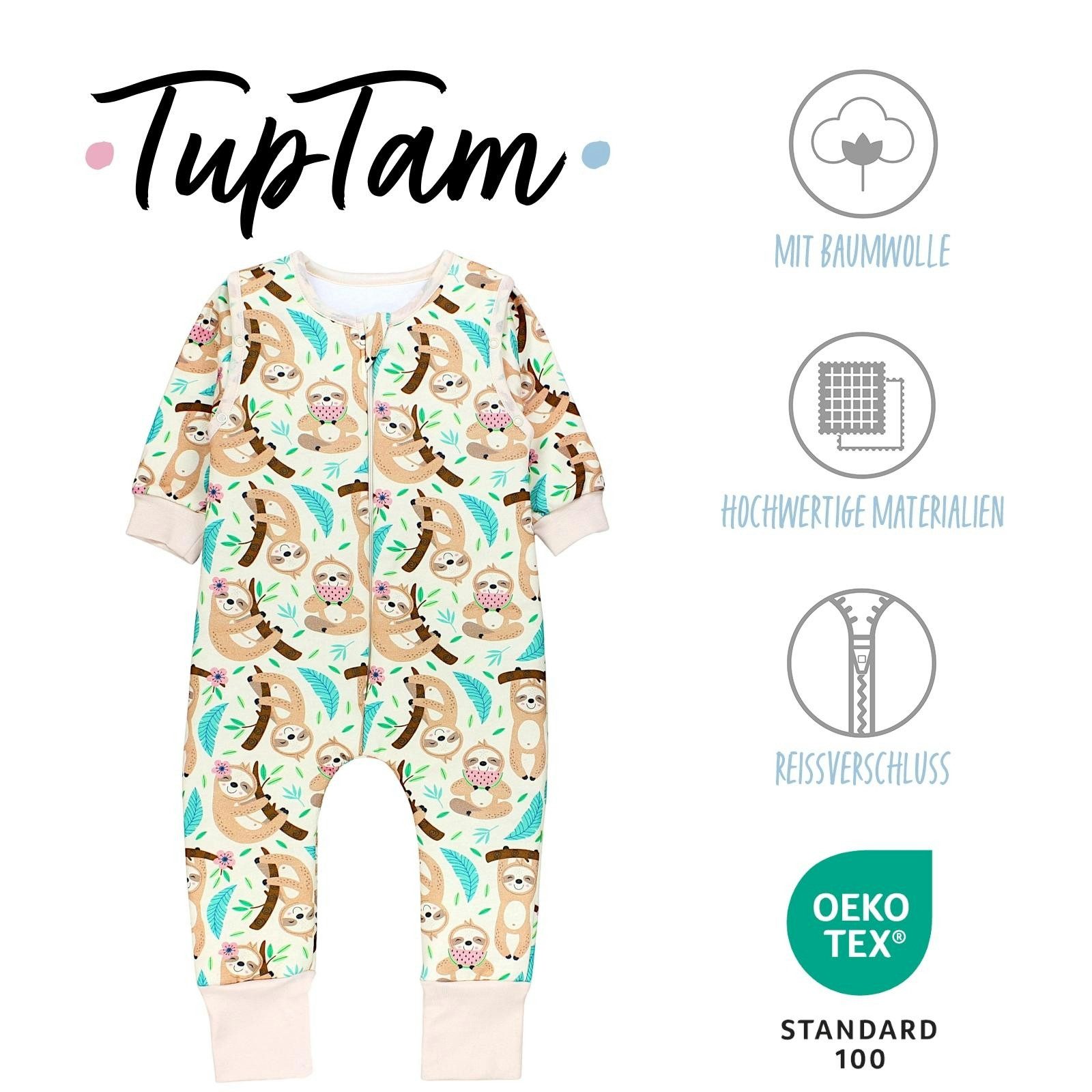 TupTam Babyschlafsack 2.5 TOG Schlafsack BIO-Baumwolle mit Beinen und Ärmeln Herbst Winter – Bild 2 von 5