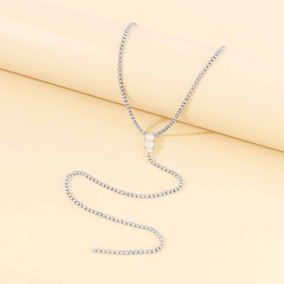 Y für SRRINM Y-Kette Frauen Halskette Perle Strass
