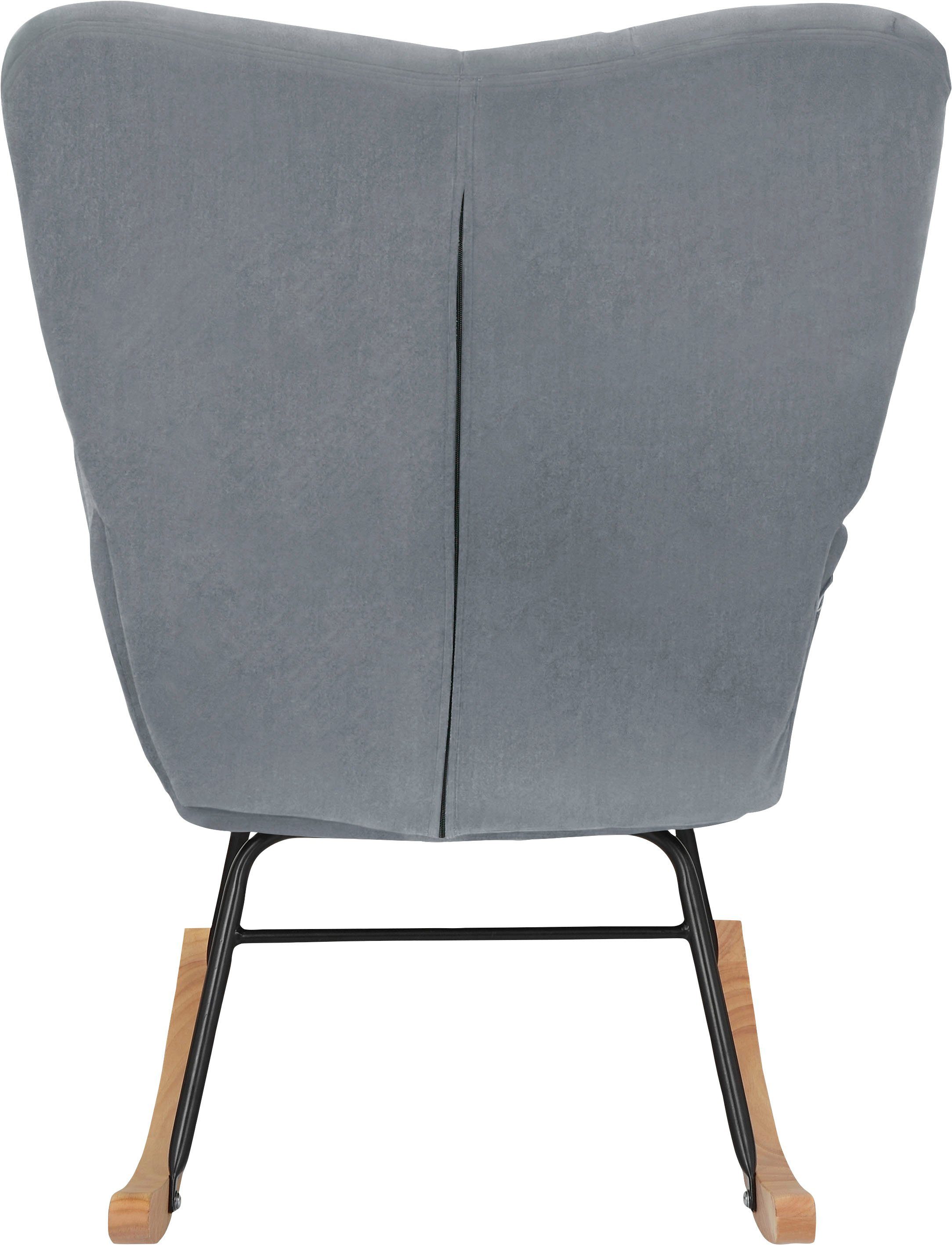 INOSIGN Schaukelsessel Anika (1-St), Sitz cm Beine und Metall Rücken aus und gepolstert, 48 Sitzhöhe Holz