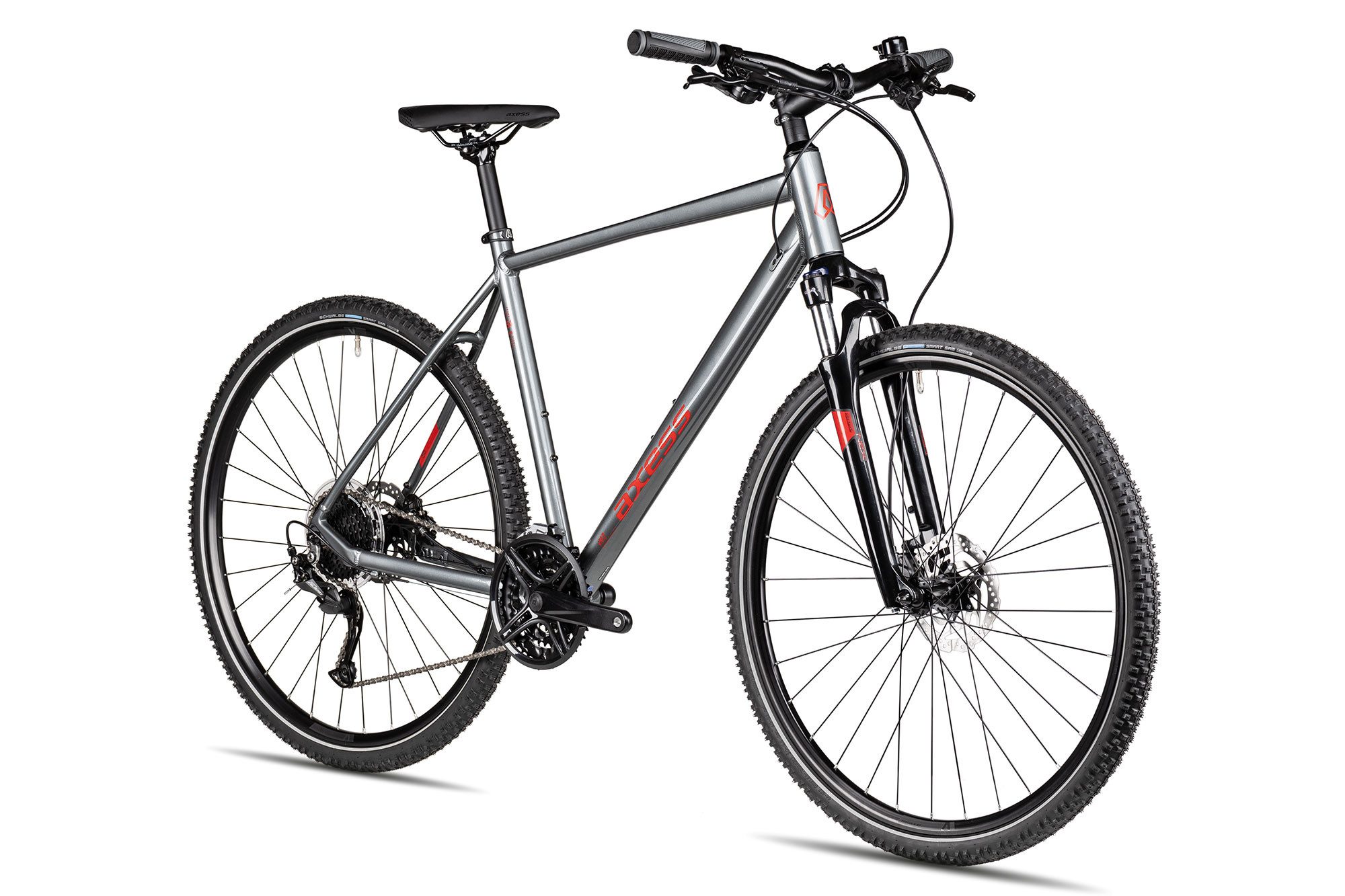 Axess Crossrad VERIS CROSS, 27 Gang Shimano RD-Alivio M3100-9 Schaltwerk, Kettenschaltung, hydraulische Scheibenbremse schwarz/grau