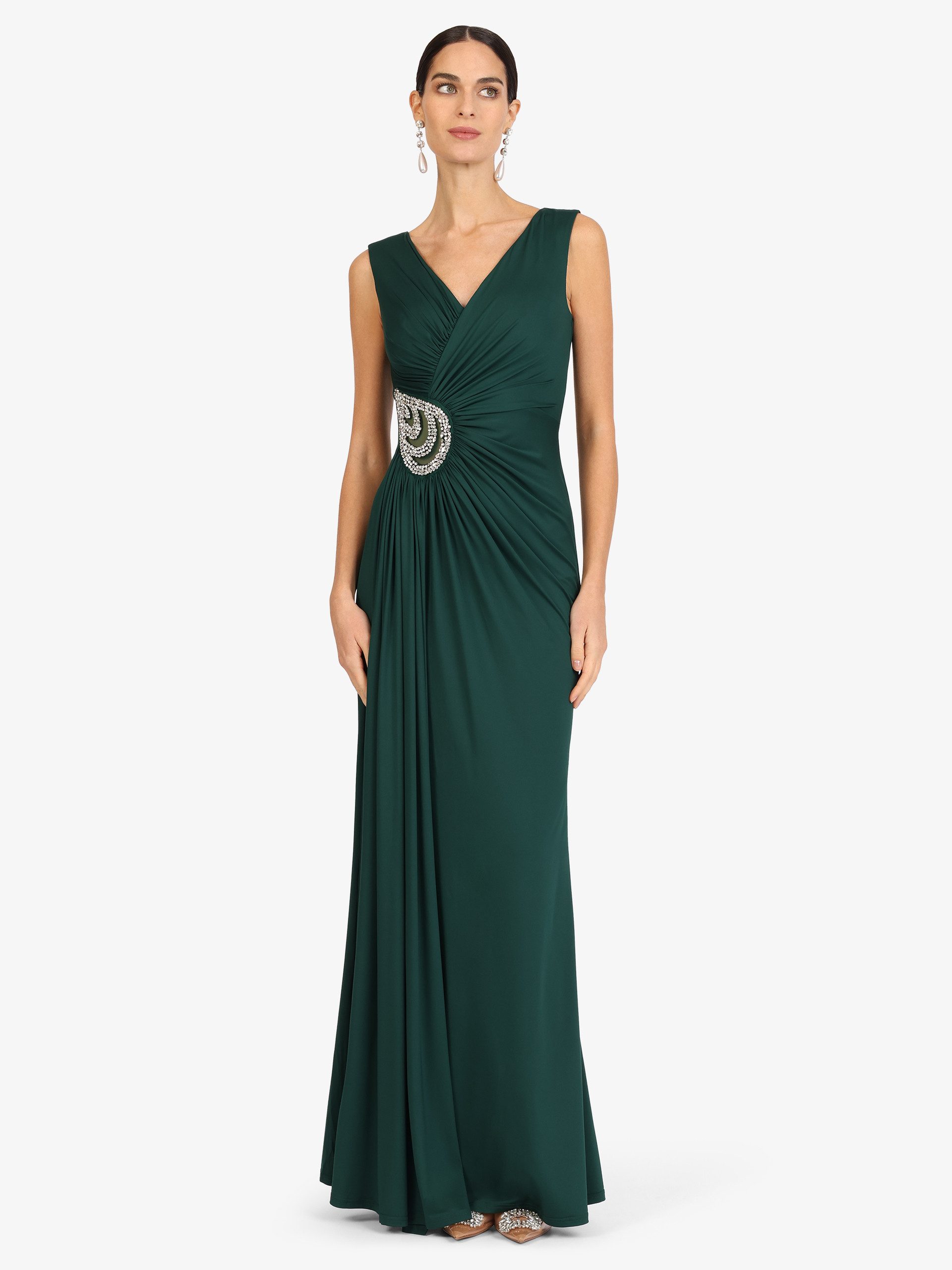 Kraimod Abendkleid mit Drapierung und Zierstein-Detail