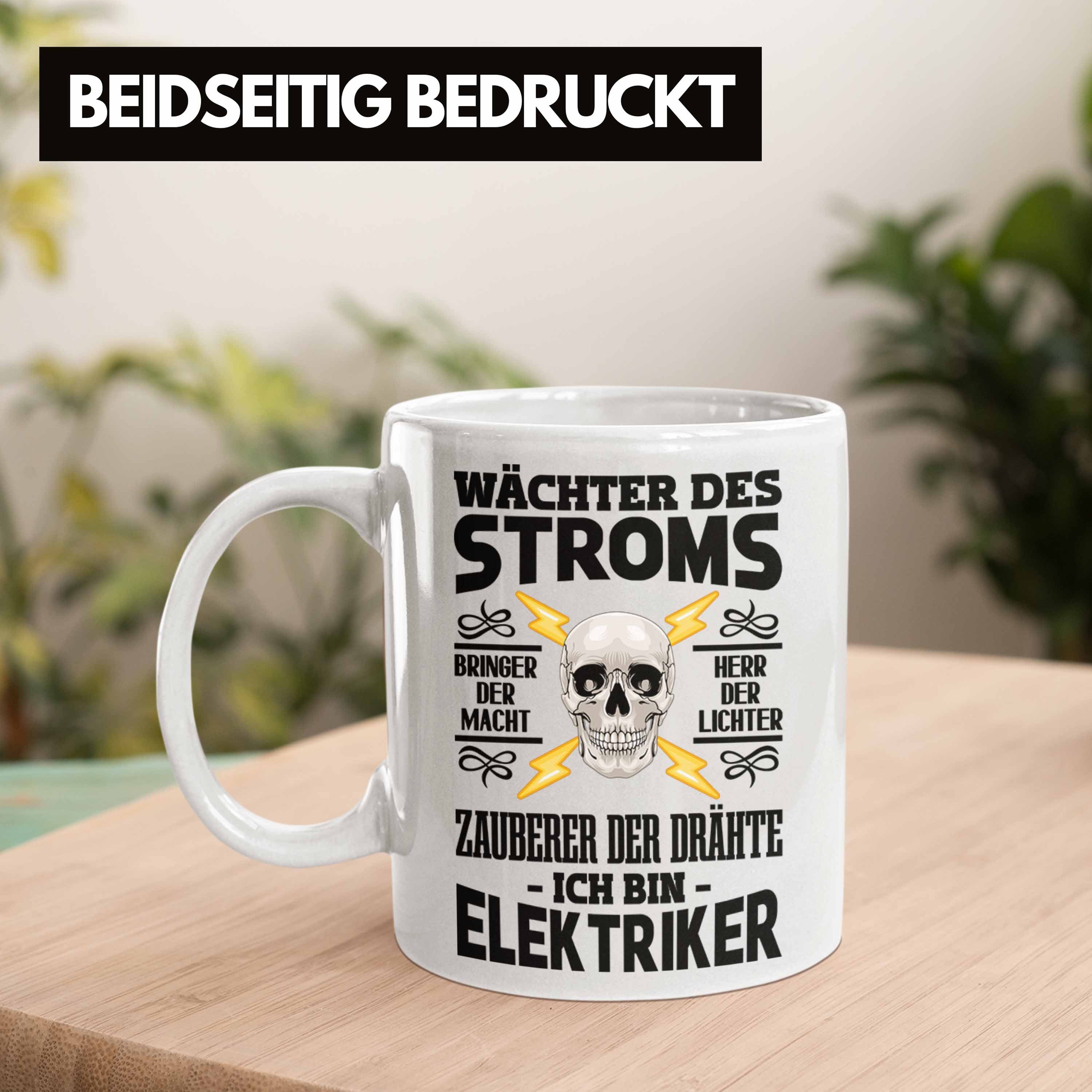 Trendation Tasse Tasse Geschenk Spruch Geschenke für - Weiss Gadget Elektriker Trendation Männer Kaffeebecher Lustig