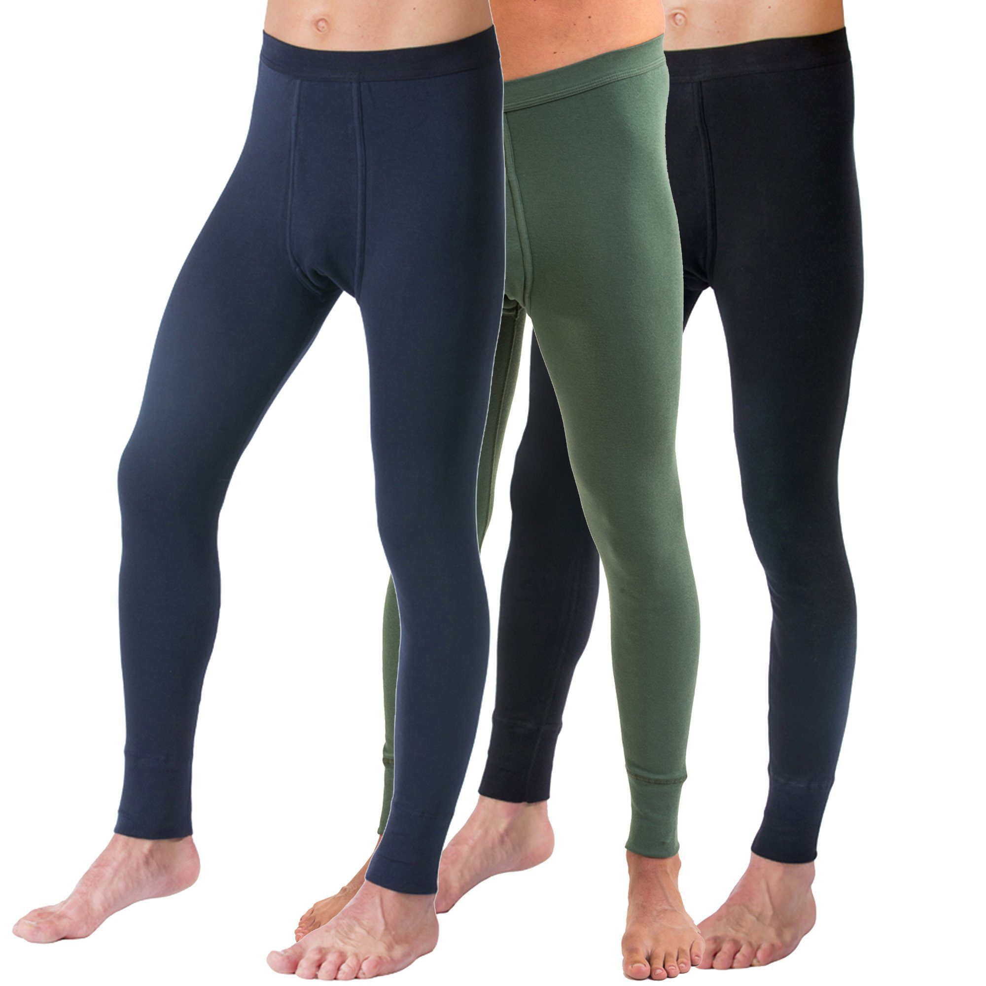 HERMKO Lange Unterhose 3540 (Pack, 3er) Bio-Baumwolle mit Eingriff Weichbund basic hergestellt in EU