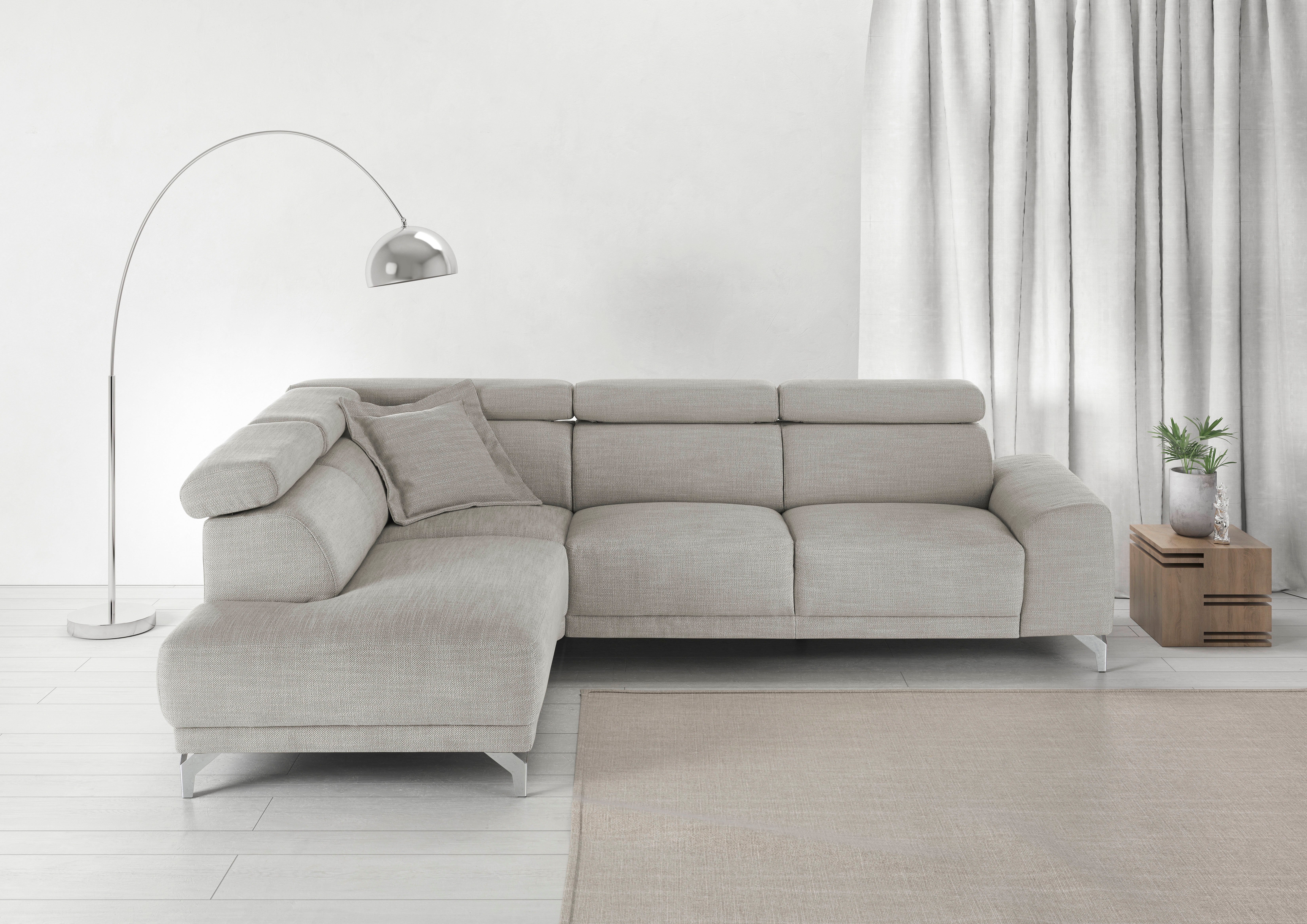 3C Candy Ecksofa Greve Sofa immer mit manuelle Kopfteilverstellungen, modern, elegant, wahlweise motorischer Sitzvorzug, bequem und zeitlos, L-Form