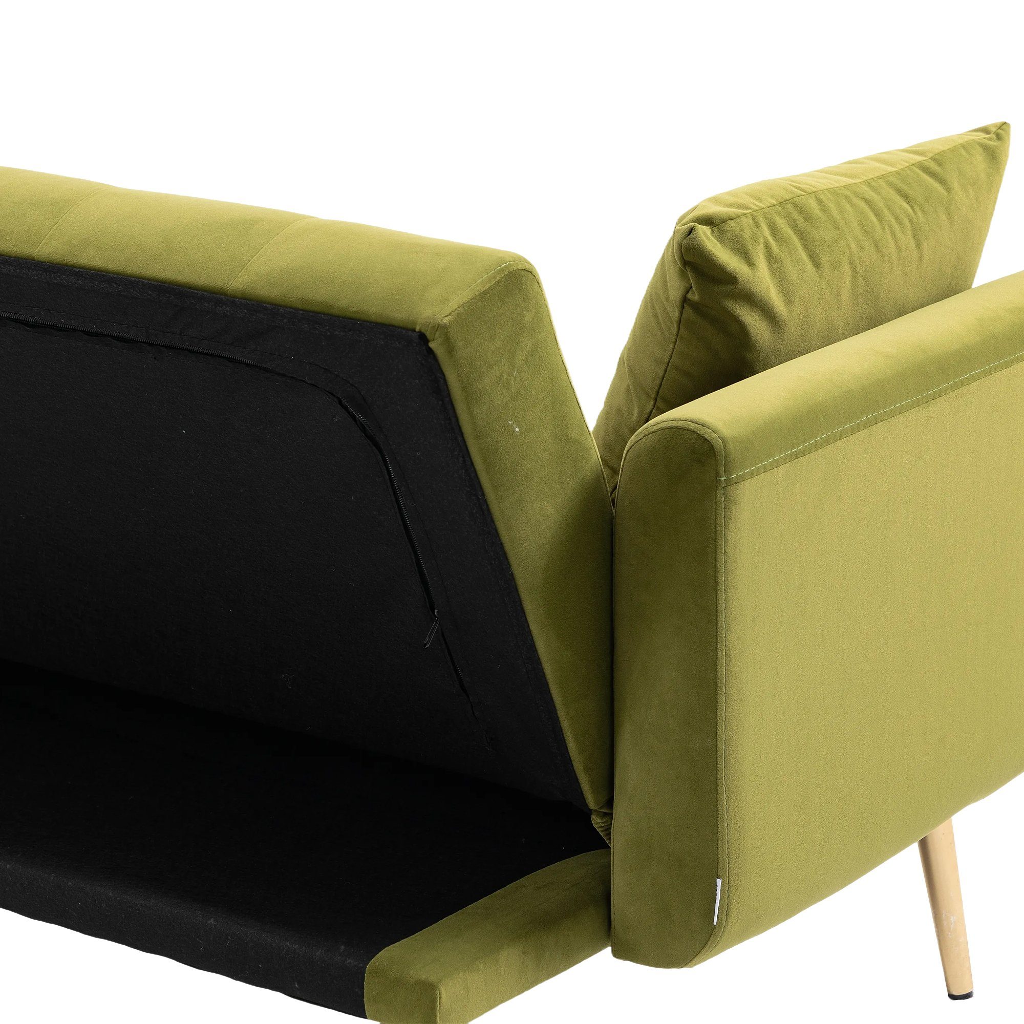 multifunktion Samt mehrfarbig Schlafsofa Loungesofa Doppelsofa Metallfüßen Odikalo Grün