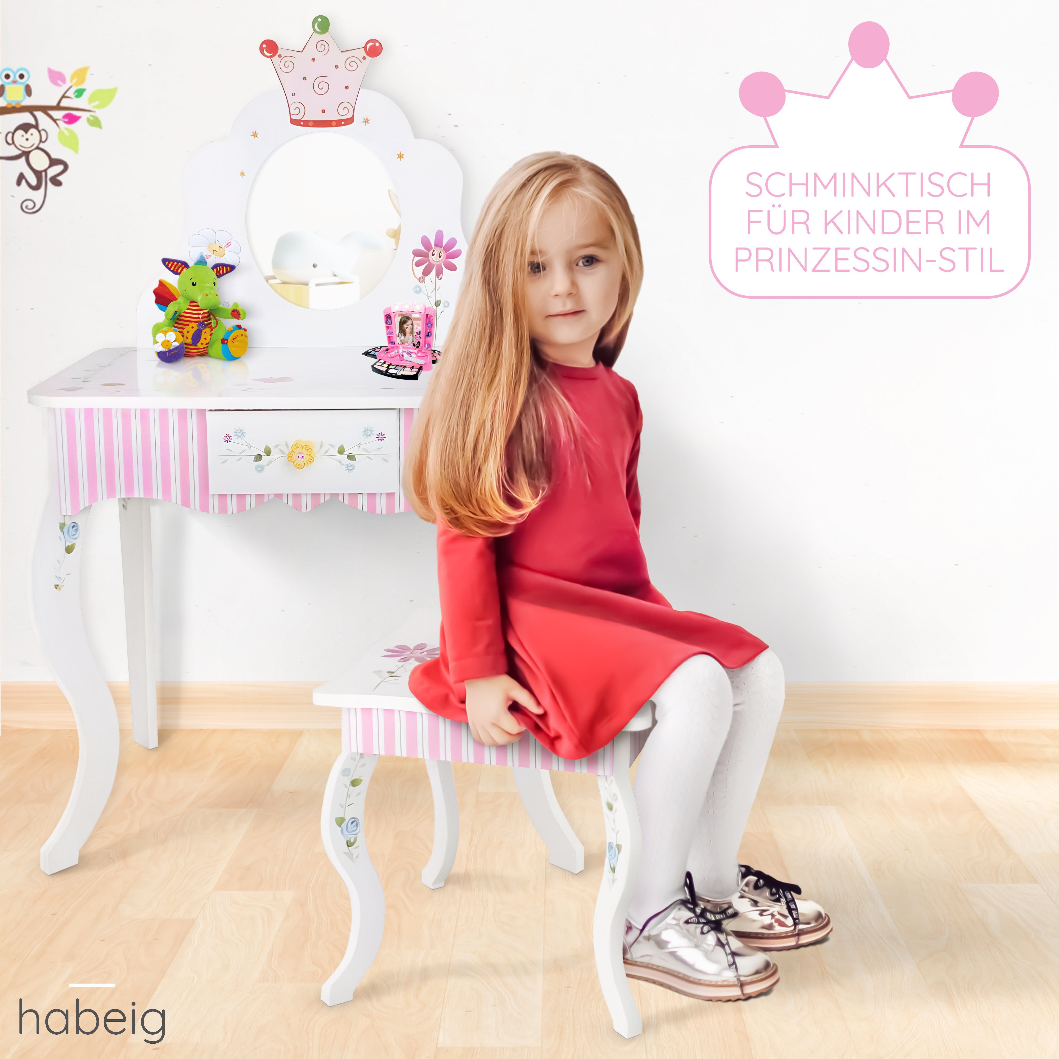 habeig Schminktisch Kinderschminktisch #988 Kindertisch Prinzessin Kinder Schminktisch