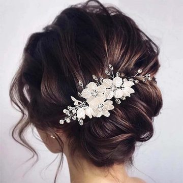 zggzerg Haarspange 2 Stück Braut Haarnadeln Weiße Blütenblatt Kristall Haarspange