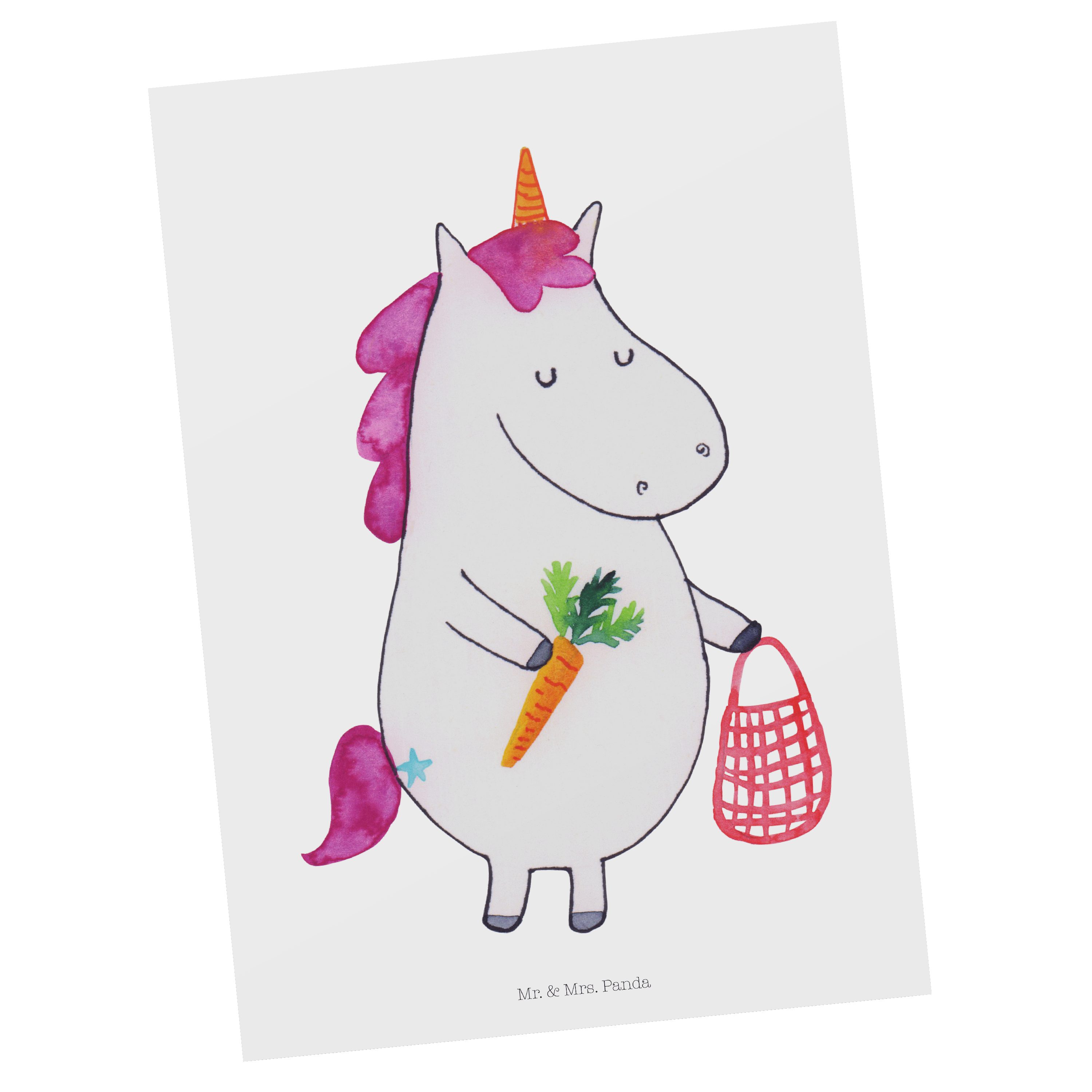 Mr. & Mrs. Panda Postkarte Einhorn Gemüse - Weiß - Geschenk, Geschenkkarte, Biomarkt, Unicorn, E