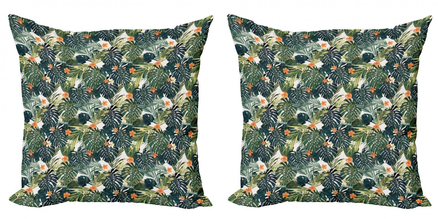 Kissenbezüge Modern Accent Doppelseitiger Digitaldruck, Abakuhaus (2 Stück), Grün Hawaiische tropische Flora