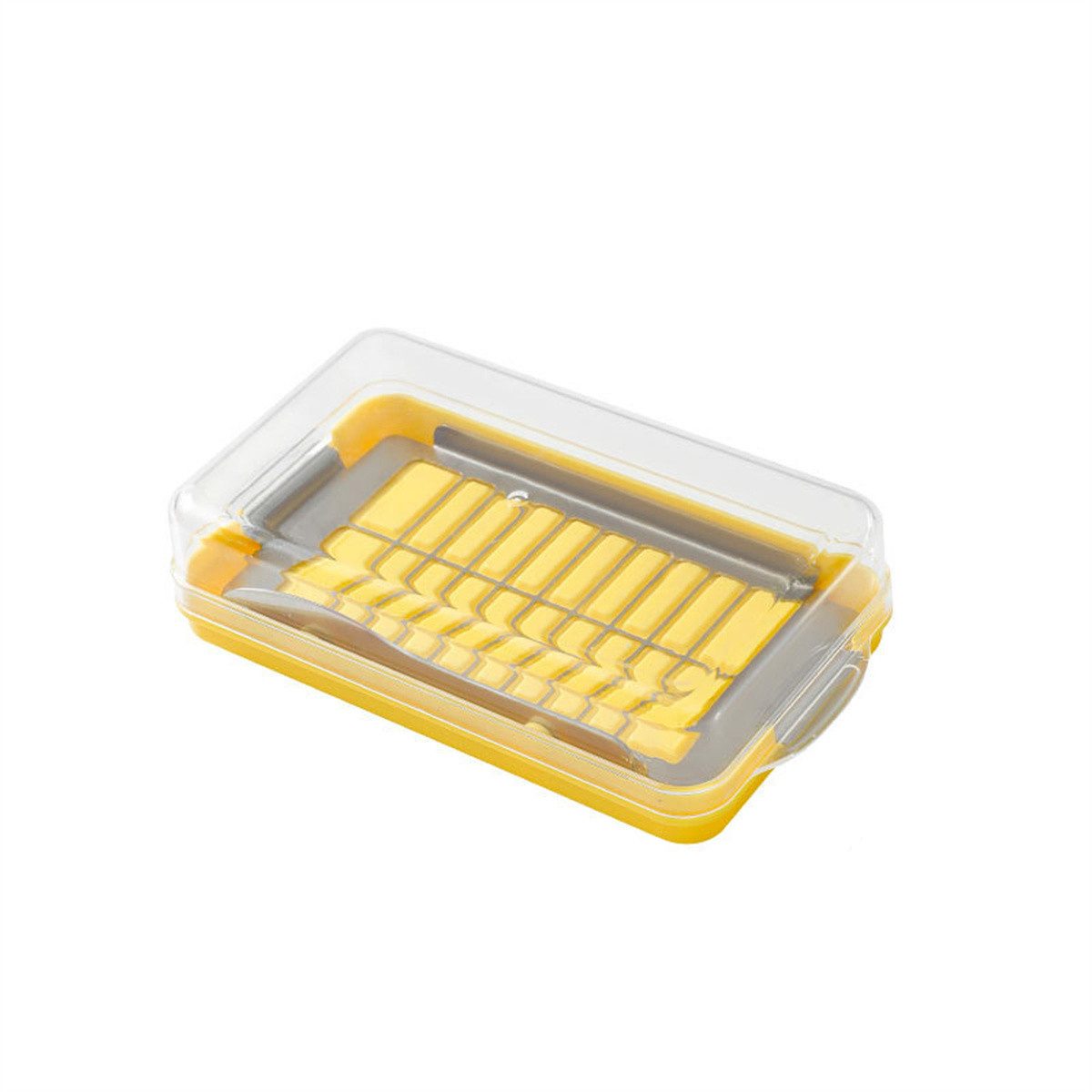 yozhiqu Butterdose Butterschneide-Aufbewahrungsbox,transparenter Edelstahl 304 mit Deckel, Butterschneide- und integrierter Buttergabel-Aufbewahrungsbox