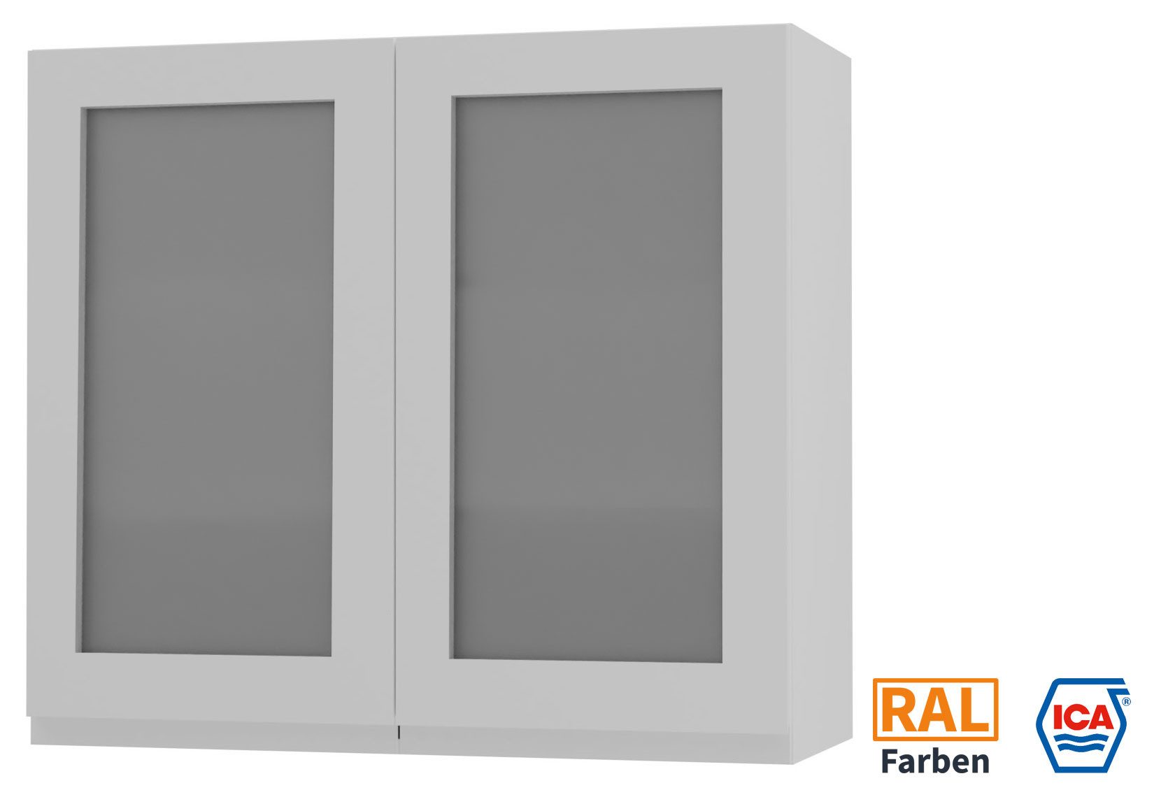 Feldmann-Wohnen Klapphängeschrank Florence (W3S/80, 2-türig mit Glaseinsatz, 2 Einlegeböden, 1-St., puristische, grifflose Optik, lackierte Fronten, B/T/H 80x32,5x72cm) Weiß / RAL/ICA Wunschfarbe