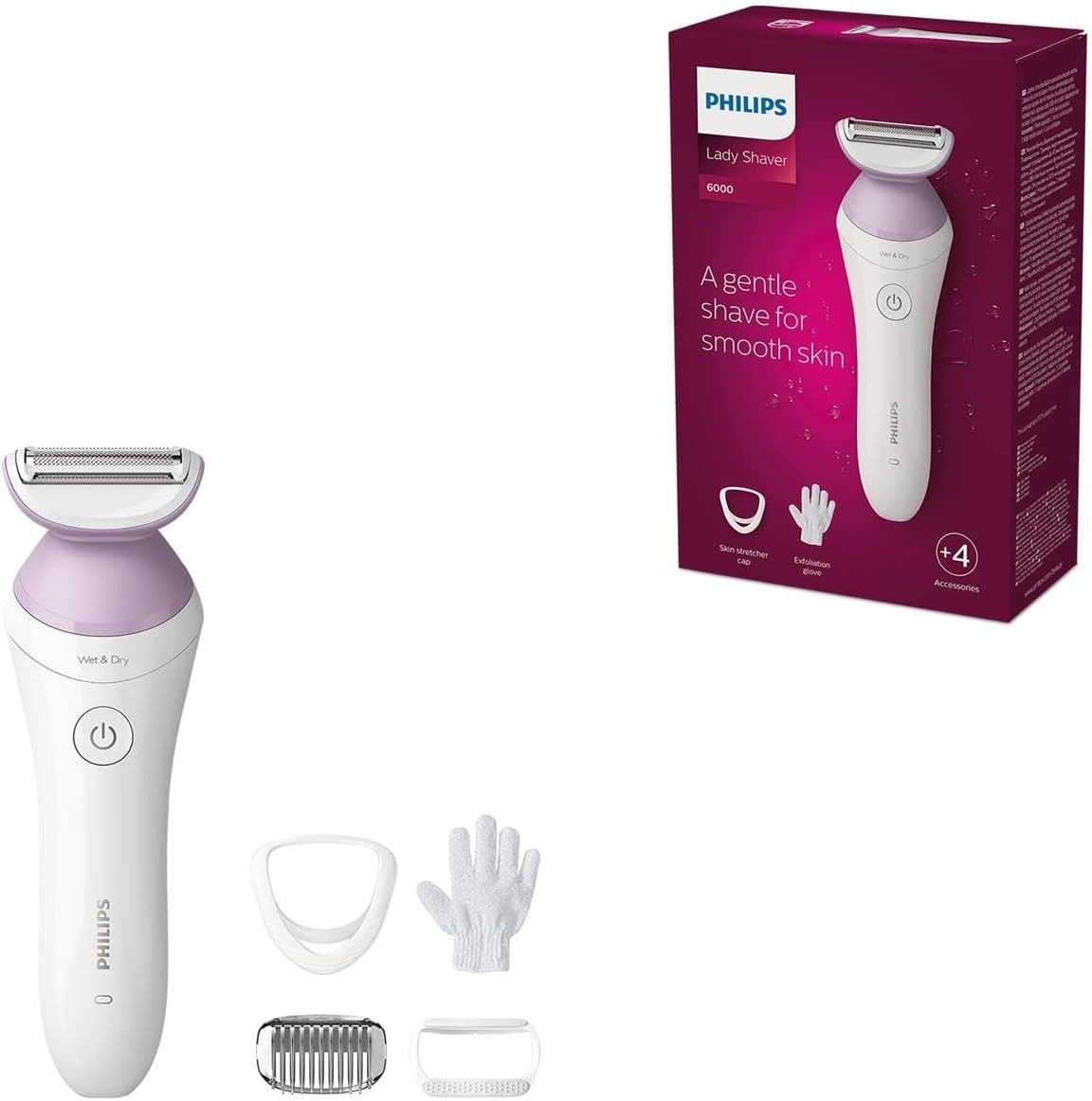 Elektrorasierer Lady Shaver Series 6000 Elektrischer Nass- Trockenrasierer für Frauen