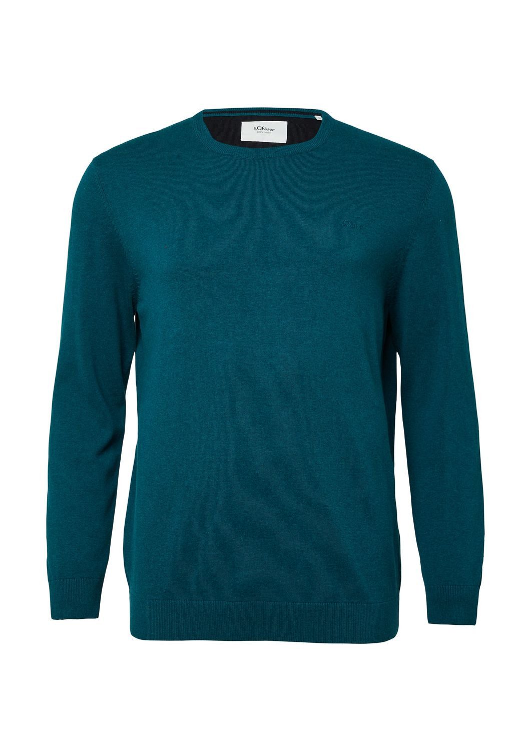 s.Oliver Rundhalspullover Basic (1-tlg) mit gesticktem Logo auf der Brust, günstig online kaufen