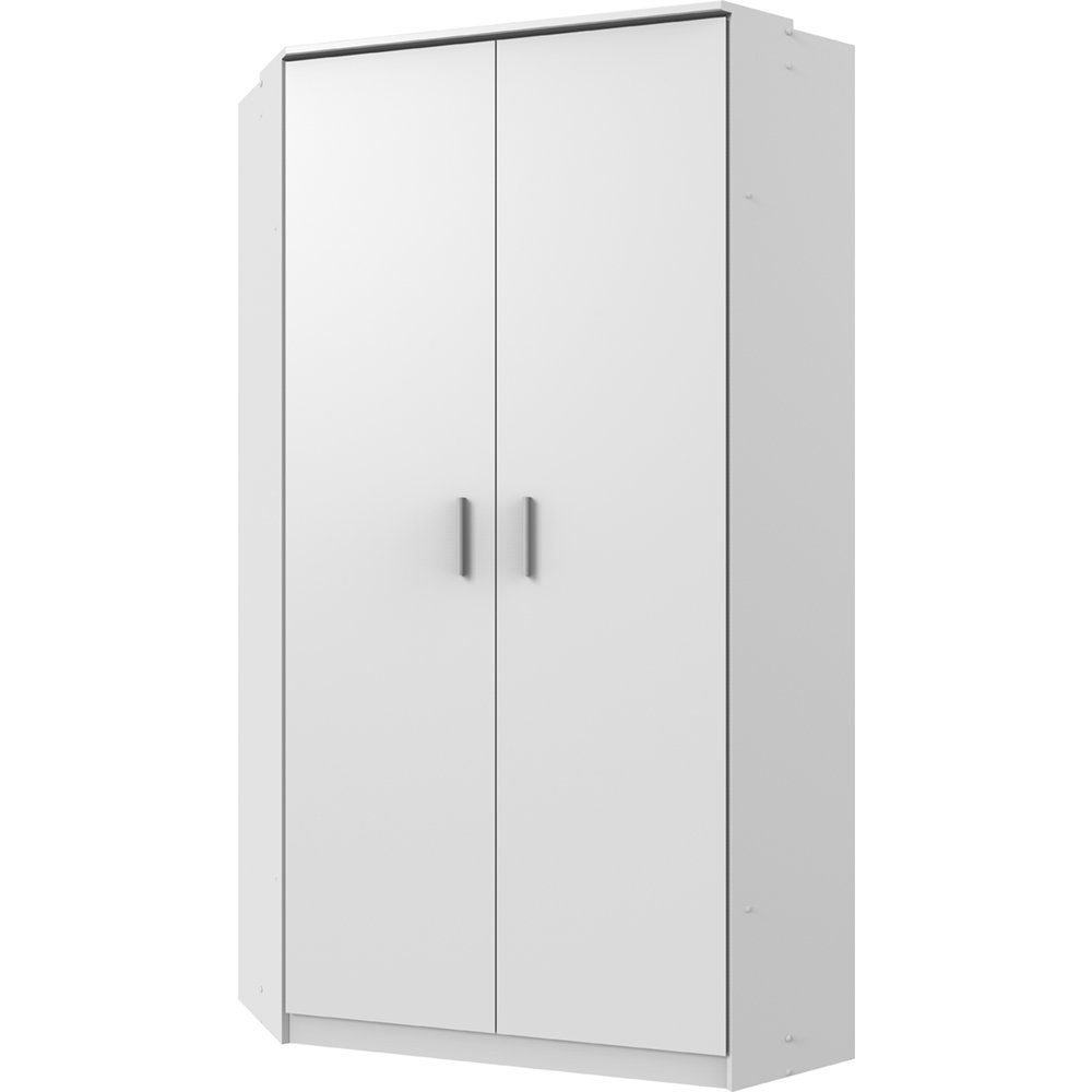 Lomadox Kleiderschrank JOHANNESBURG-43 in weiß, 2 Türen, 2 Kleiderstangen,8 Einlegeböden, 95/188/95 cm