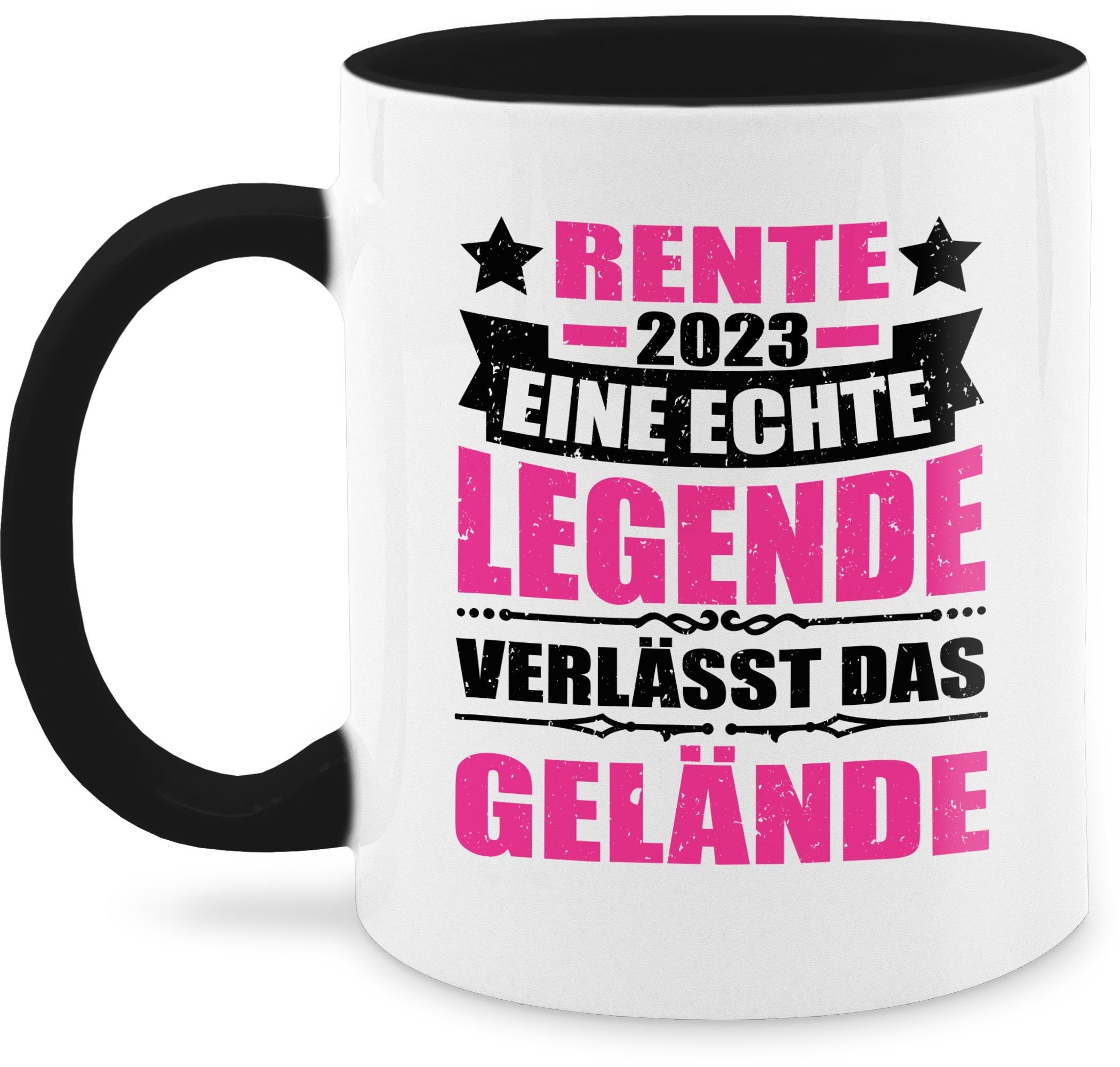 Shirtracer Tasse Rente 2023 eine echte Legende verlässt das Gelände - fuchsia/schwarz, Keramik, Rentnerin Tasse 1 Schwarz