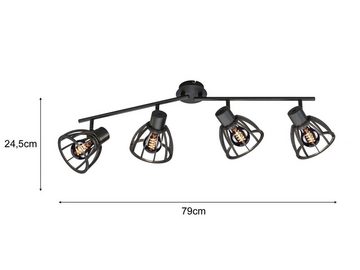 meineWunschleuchte LED Deckenleuchte, LED wechselbar, Dekoleuchtmittel 60 Lumen, Warmweiß, Gitter Balken-Lampe Industrial 79cm, Deckenstrahler Holz Lampenschirme