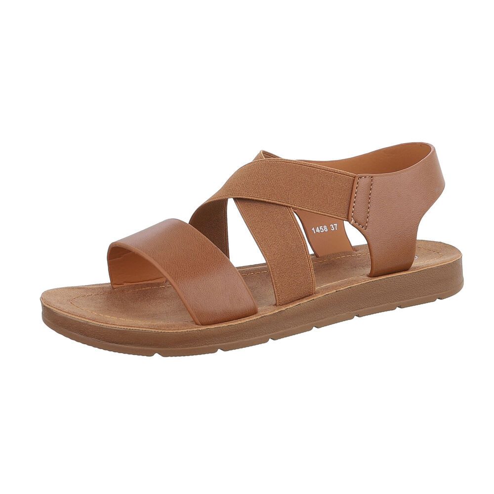 Ital-Design Damen Freizeit Riemchensandalette (86345351) Flach Riemchensandalen in Camel