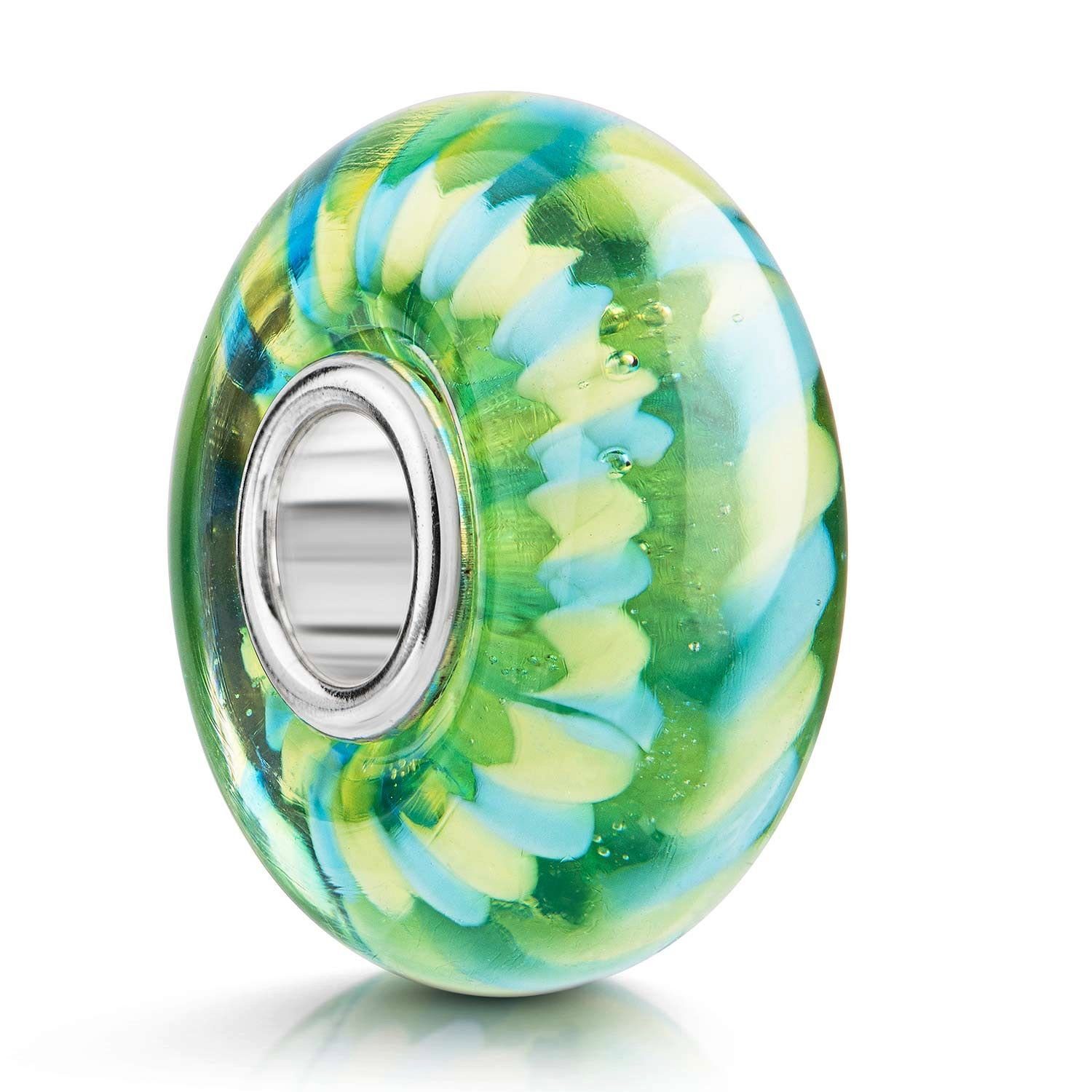 Materia Bead Glas Murano-Stil Grün 1278, Hülse aus 925 Silber