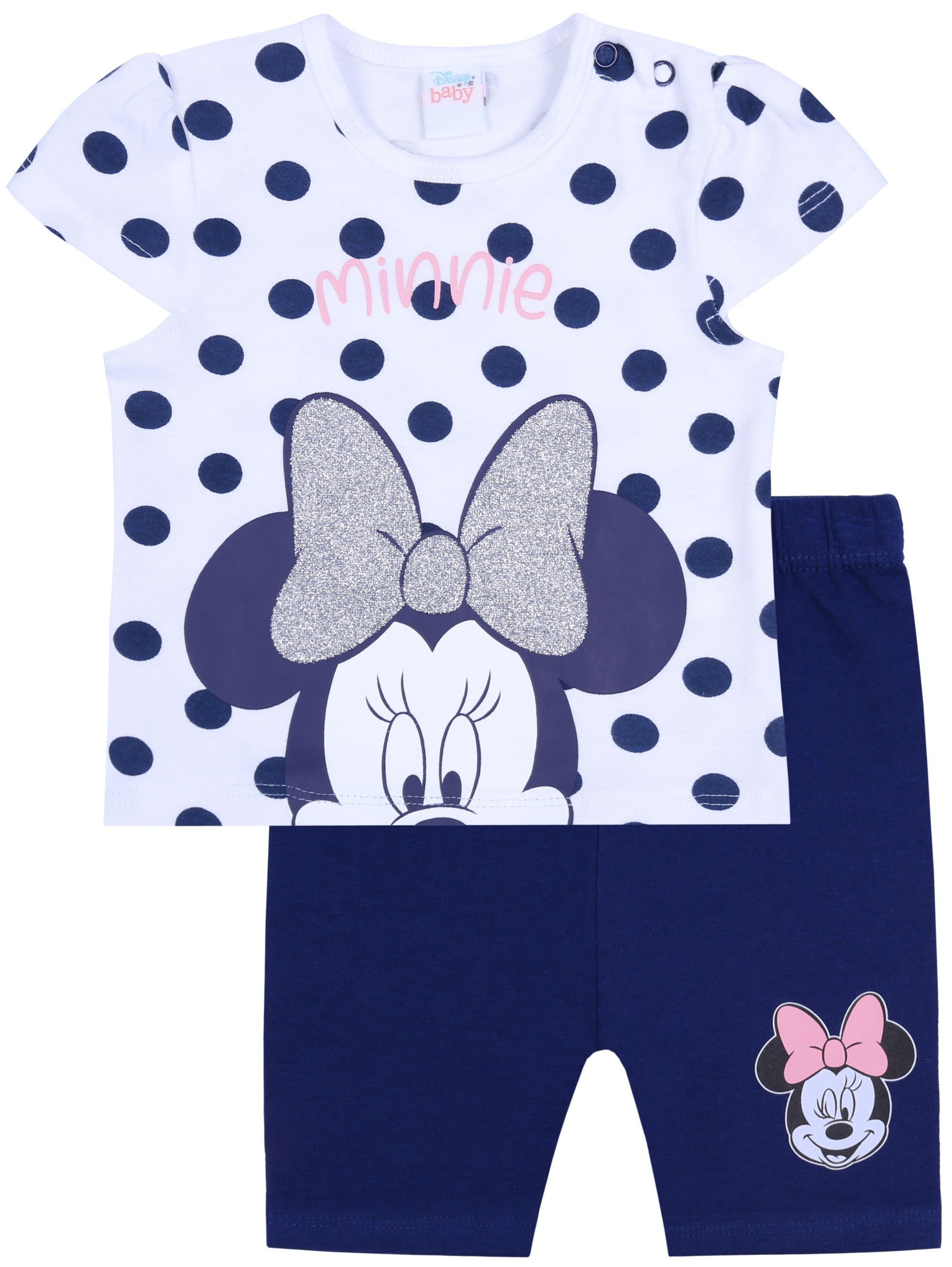 T-Shirt & Shorts Weiß-dunkelblaues Baby-Set T-Shirt + kurze Hose Minnie Mouse 3 Monate
