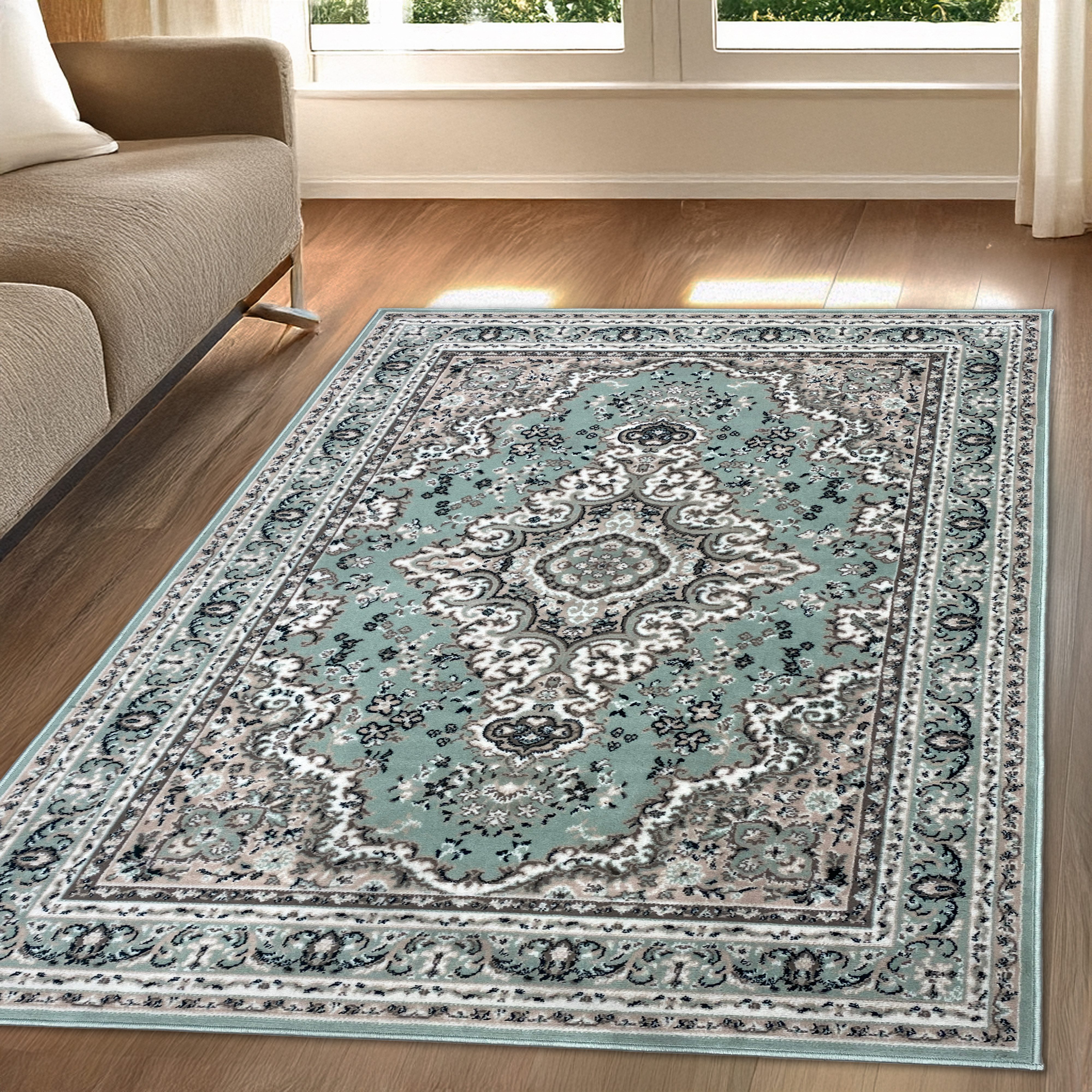 my home Teppich Oriental, Made in Belgium, rechteckig, Höhe: 7 mm, Orient-Optik, mit Bordüre, Teppich, Kurzflor, Weich, Kundenliebling