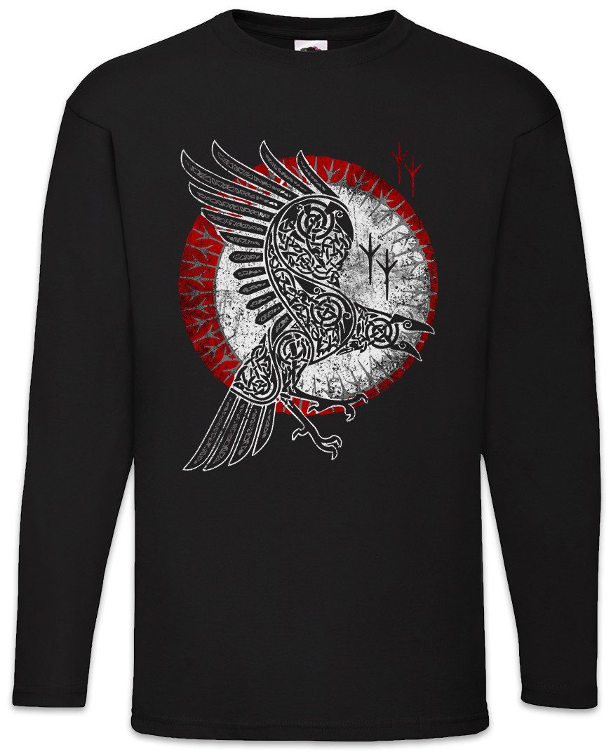 Langarmshirt Norse Raven Langarm T-Shirt Runes Wikinger Raben Wallhalla Thor Odhin