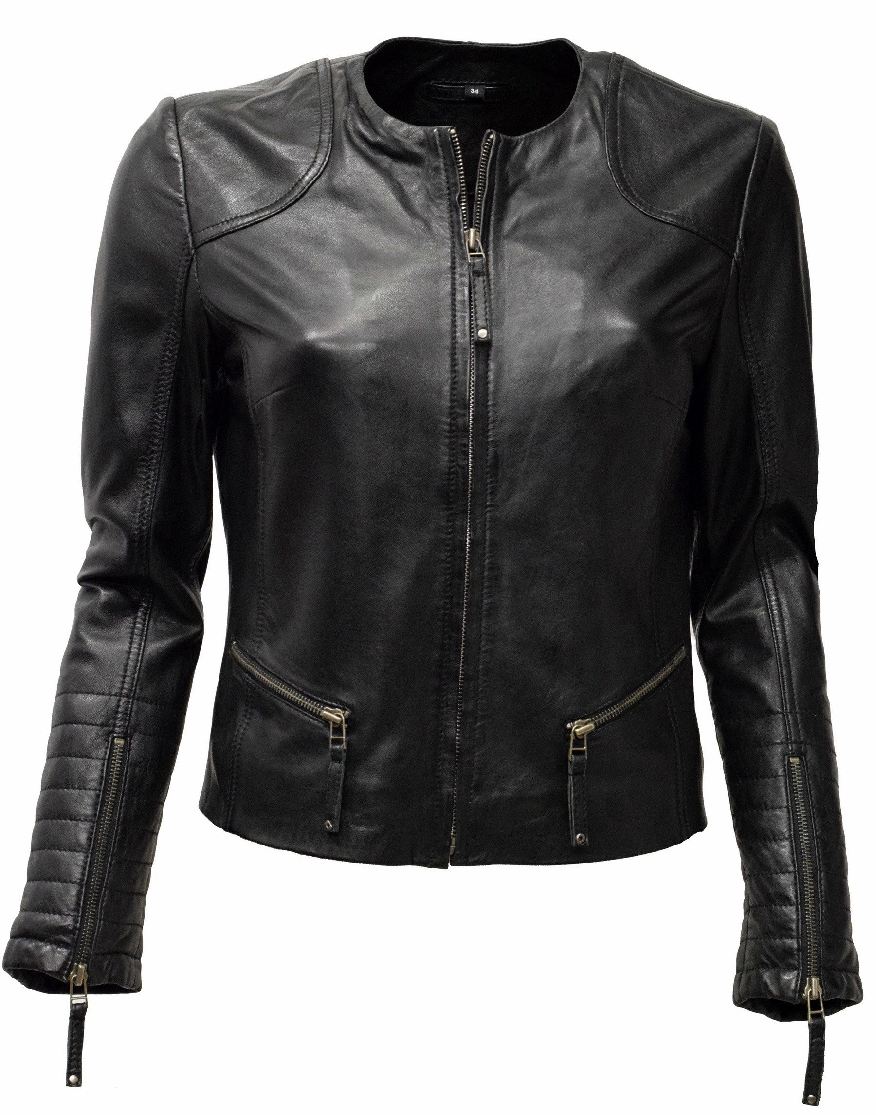 Zimmert Leather Lederjacke Bini washed Lammnappa, Knautschig, Cognac, Braun günstig online kaufen