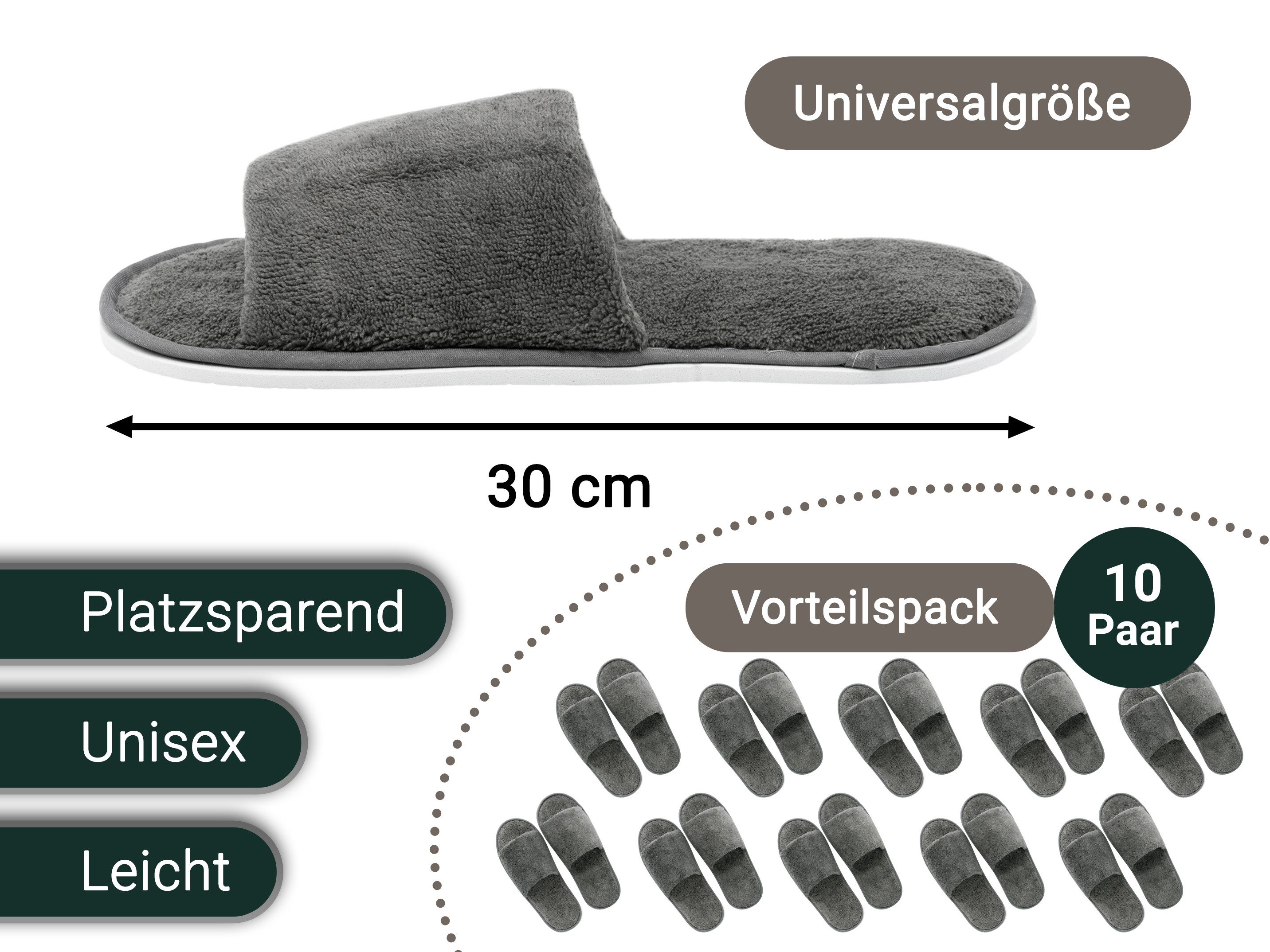 ZOLLNER Pantoffel (10-tlg) 100% Polyester, vom Hotelwäschespezialisten