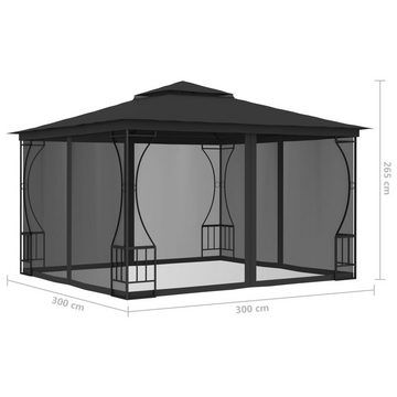 vidaXL Partyzelt Pavillon mit Netz 300x300x265 cm Anthrazit