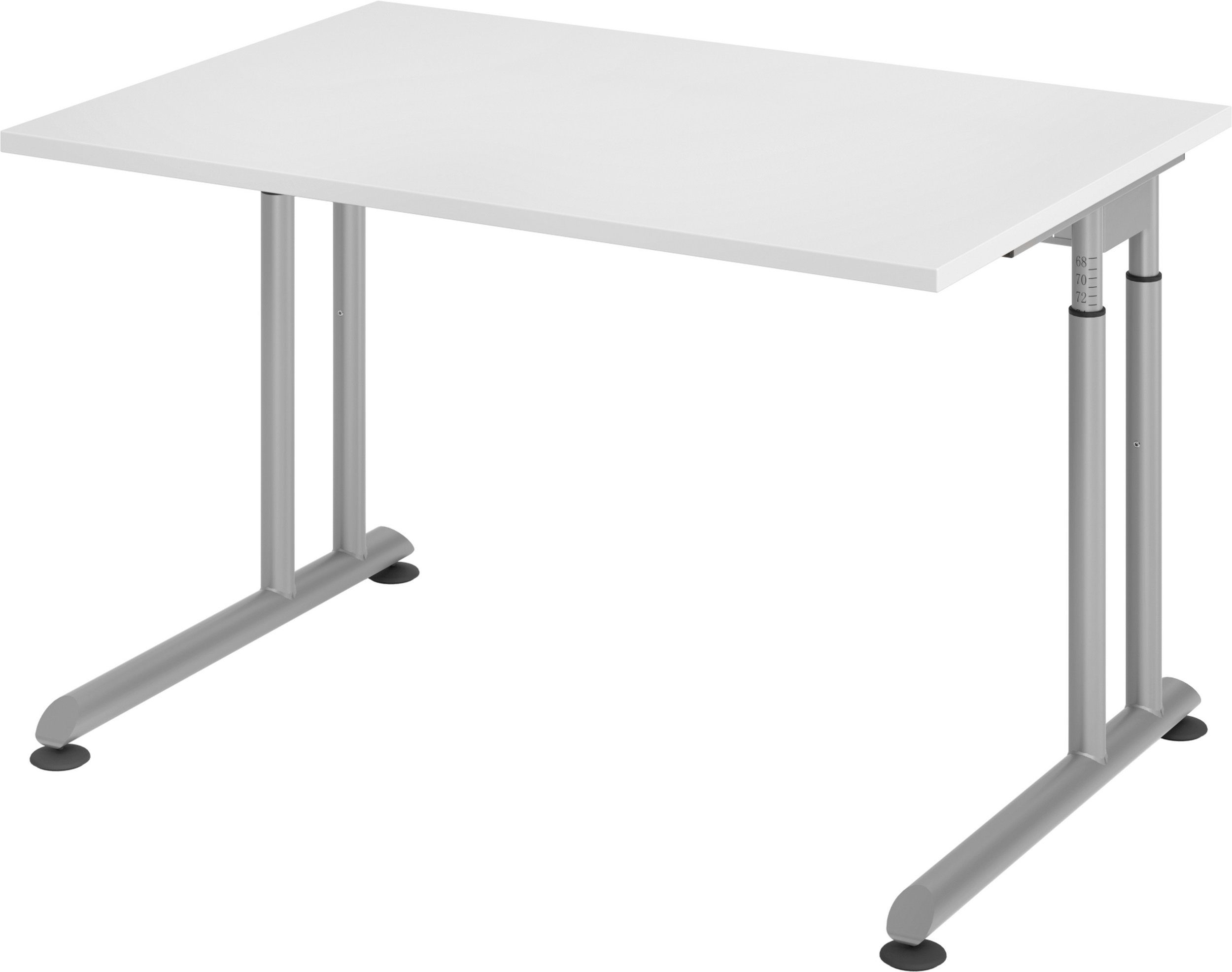 bümö Schreibtisch Schreibtisch Serie-Z, Rechteck: 120 x 80 cm - Dekor: Weiß - Gestell: Silber