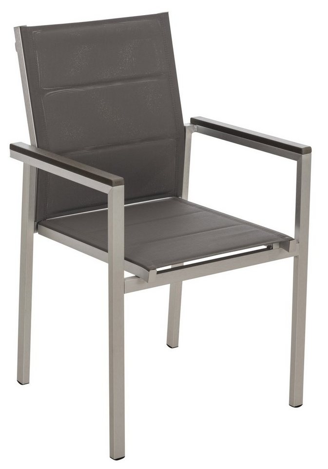 CLP Stapelstuhl Stapelstuhl Patel, Aus Aluminium Mit Mikrofaserbezug, Der  Stuhl hat zudem Endkappen aus Kunststoff unter den Füßen