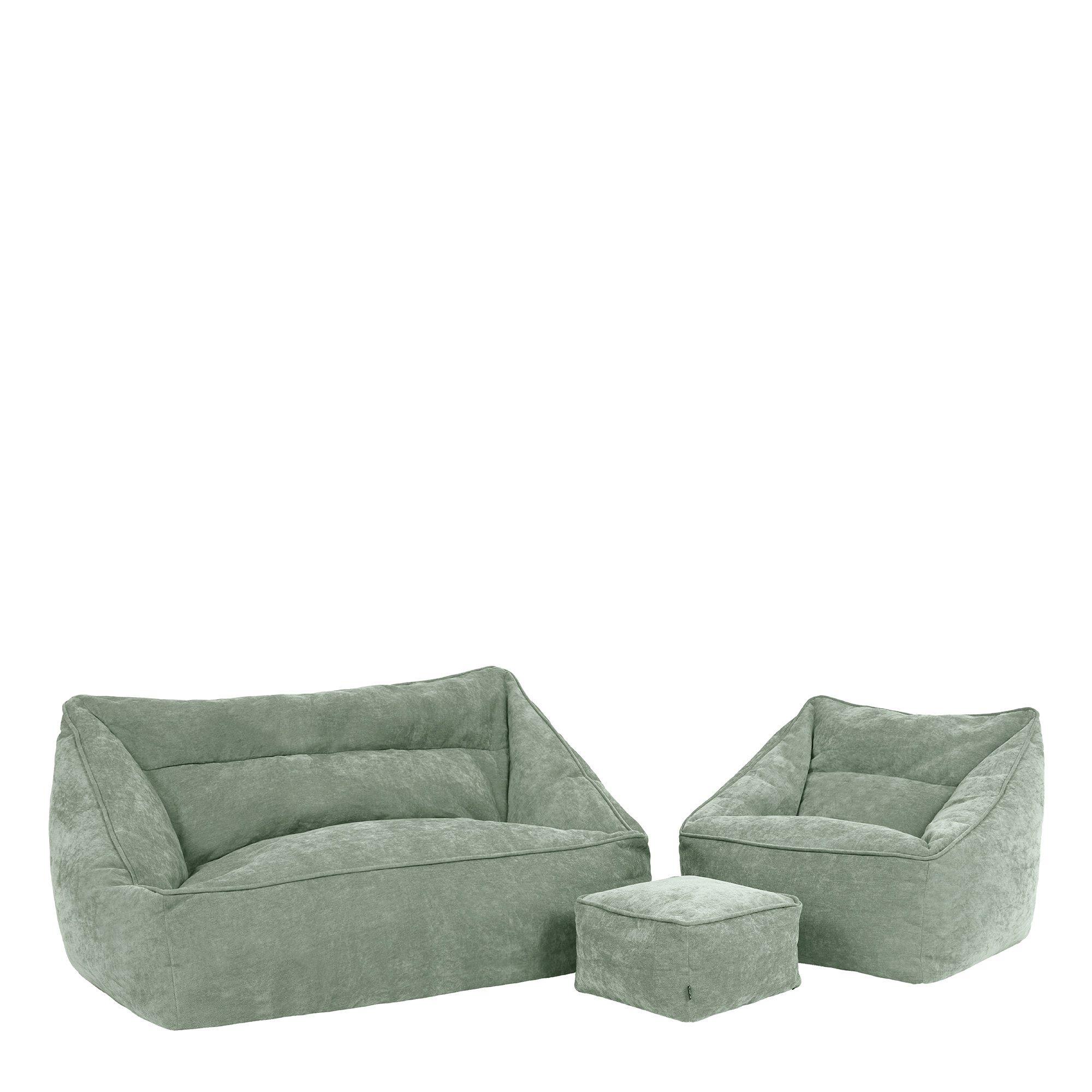 icon Sitzsack Sofa und Sessel aus Chenille „Cecilia" mit Sitzpouf (Spar-Set günstig online kaufen