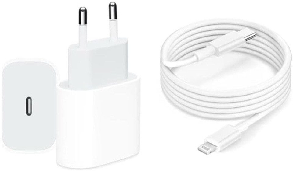 VEEV 10W Schnellladegerät USB C für iPhone und Samsung + 1 Meter Kabel Smartphone-Ladegerät (2-tlg., 1x Adapter 10 Watt + 1x Ladekabel USB-C auf USB-C)