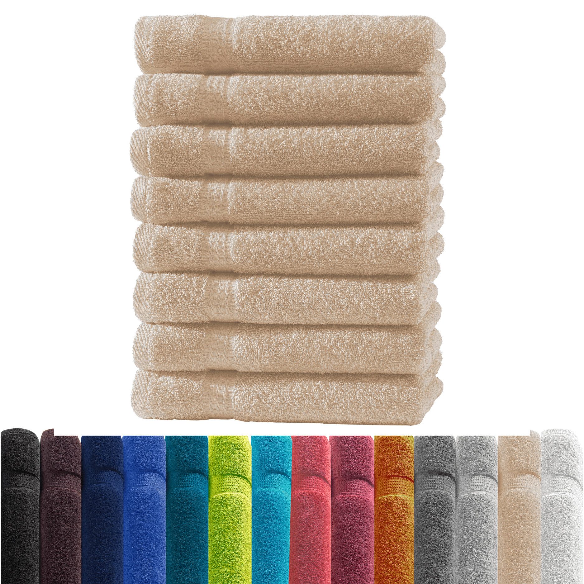Zestri Handtücher COMFORT Handtücherset aus Baumwolle, saugstark weich, Frottee, Gästehandtuch 8er-Set, Duschtuch Saunahandtuch Gästehandtücher Badetuch Handtücher Set