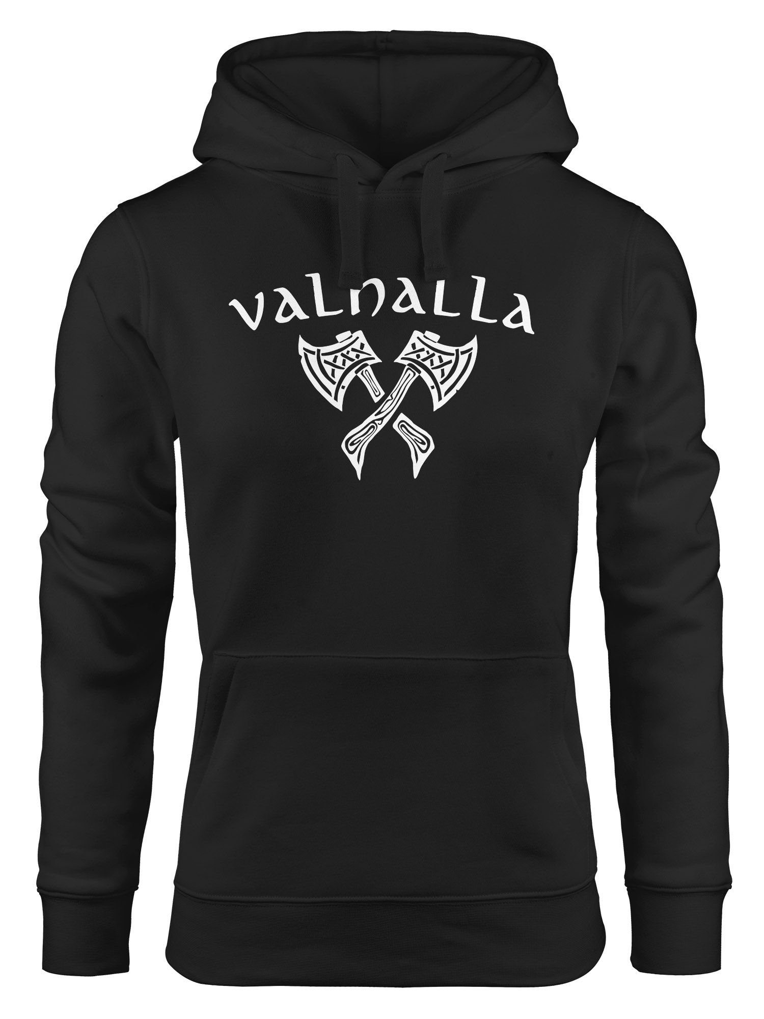 Fashion Print Wikinger Aufdruck Hoodie Streetstyle Mythologie Kapuzen-Pullover Hoodie Neverless® nordische Axt Neverless Damen Valhalla