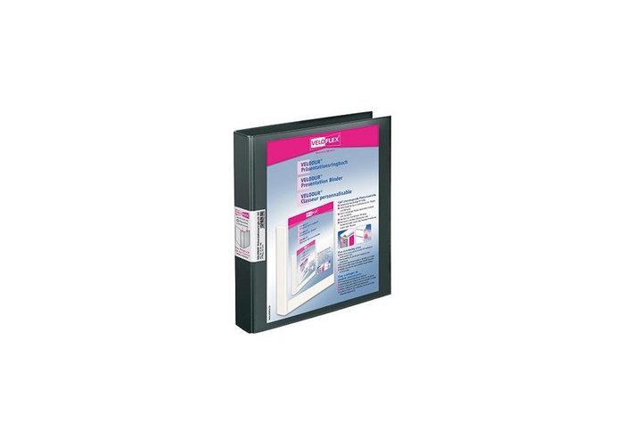 VELOFLEX Aktenordner Präsentationsringbuch VELODUR® 40mm DIN A4 4 Ringe D-Mechanik Pappe schwarz