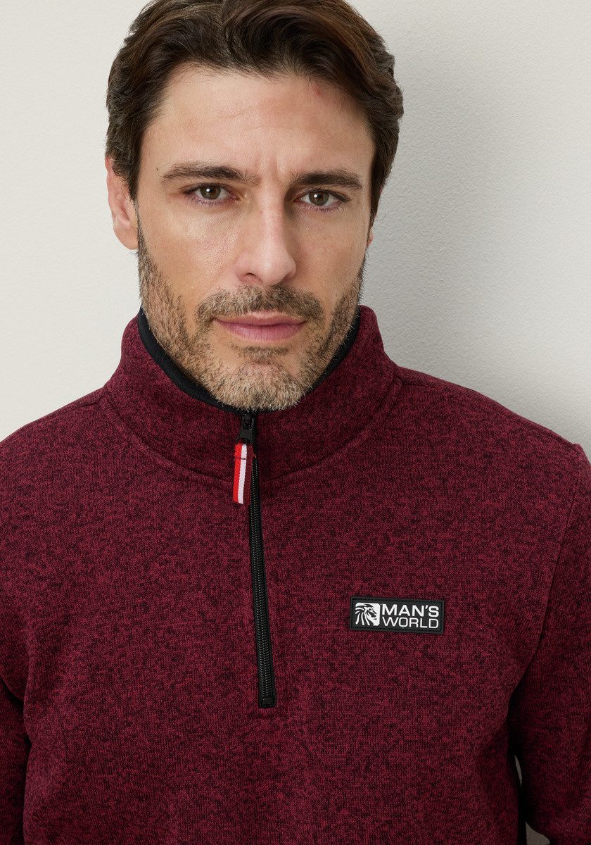 Man's World Fleecepullover mit hoch geschlossenem Ausschnitt, melierte Optik, sportlicher Stil – Bild 3 von 5