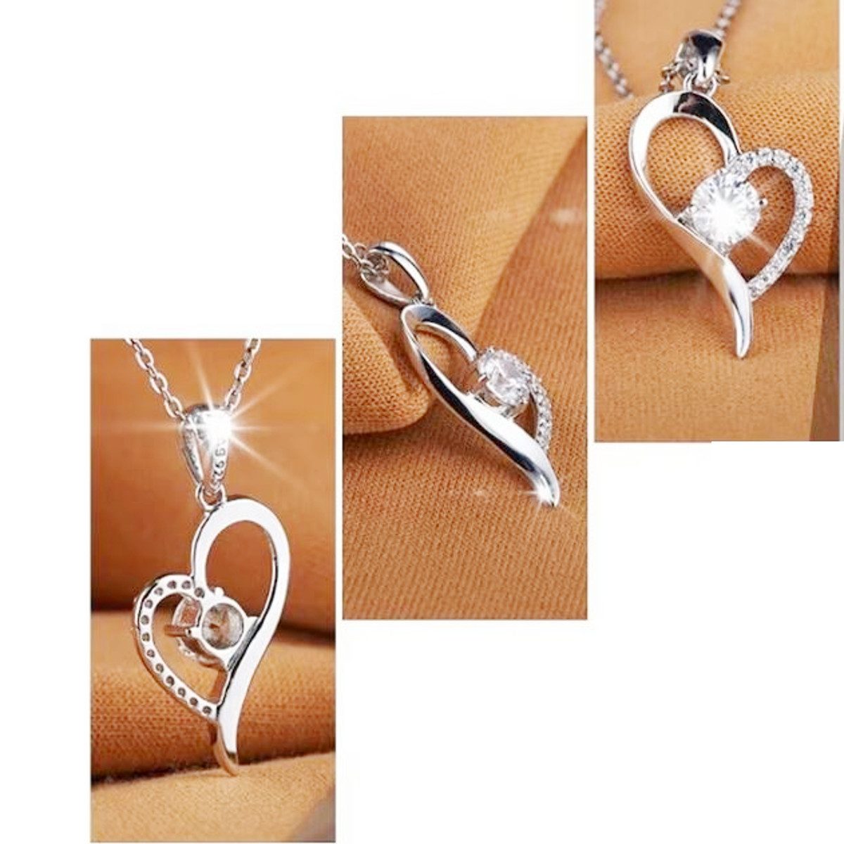 KARMA Schmuckset Damen Herz Anhaenger versilberte Kette mit Zirkonia (in ed günstig online kaufen