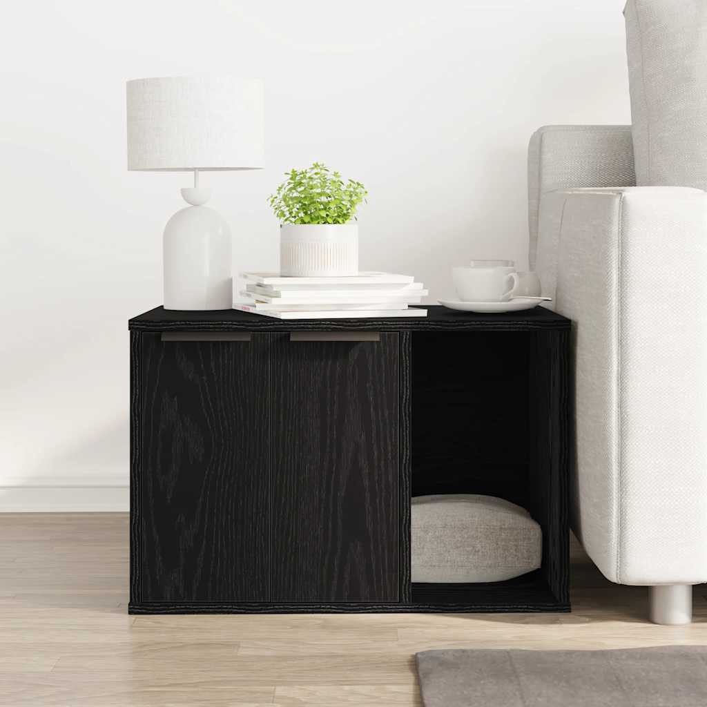 vidaXL Katzenhaus, Katzentoilettengehäuse Schwarze Eiche 60 x 40 x 40 cm Holzwerkstoff