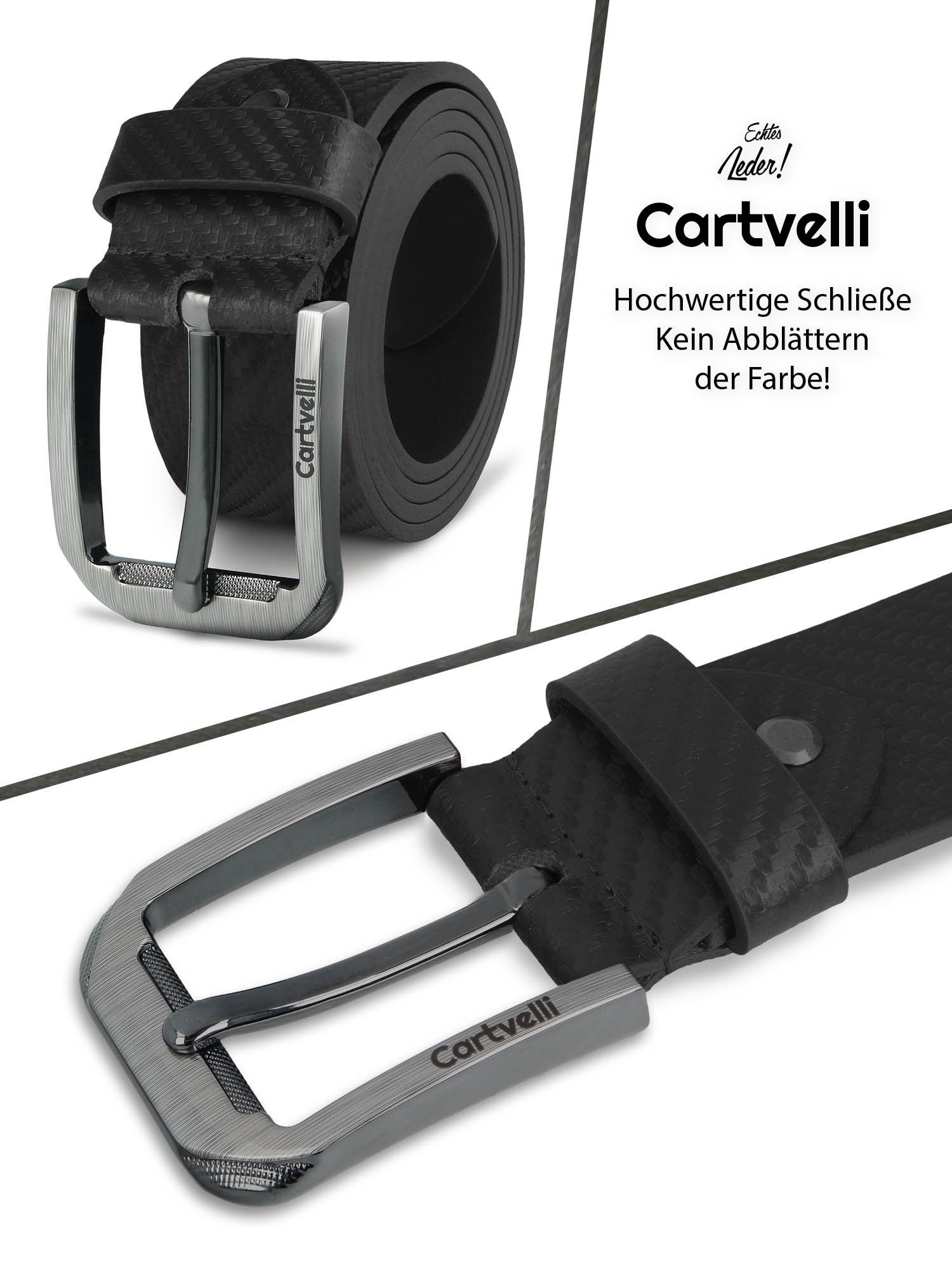 Cartvelli Ledergürtel Ledergürtel Herren Carbon Made in Germany mit Geschenkbox - 40mm Hi-Tech-Leder, hochwertig edel – Bild 4 von 5