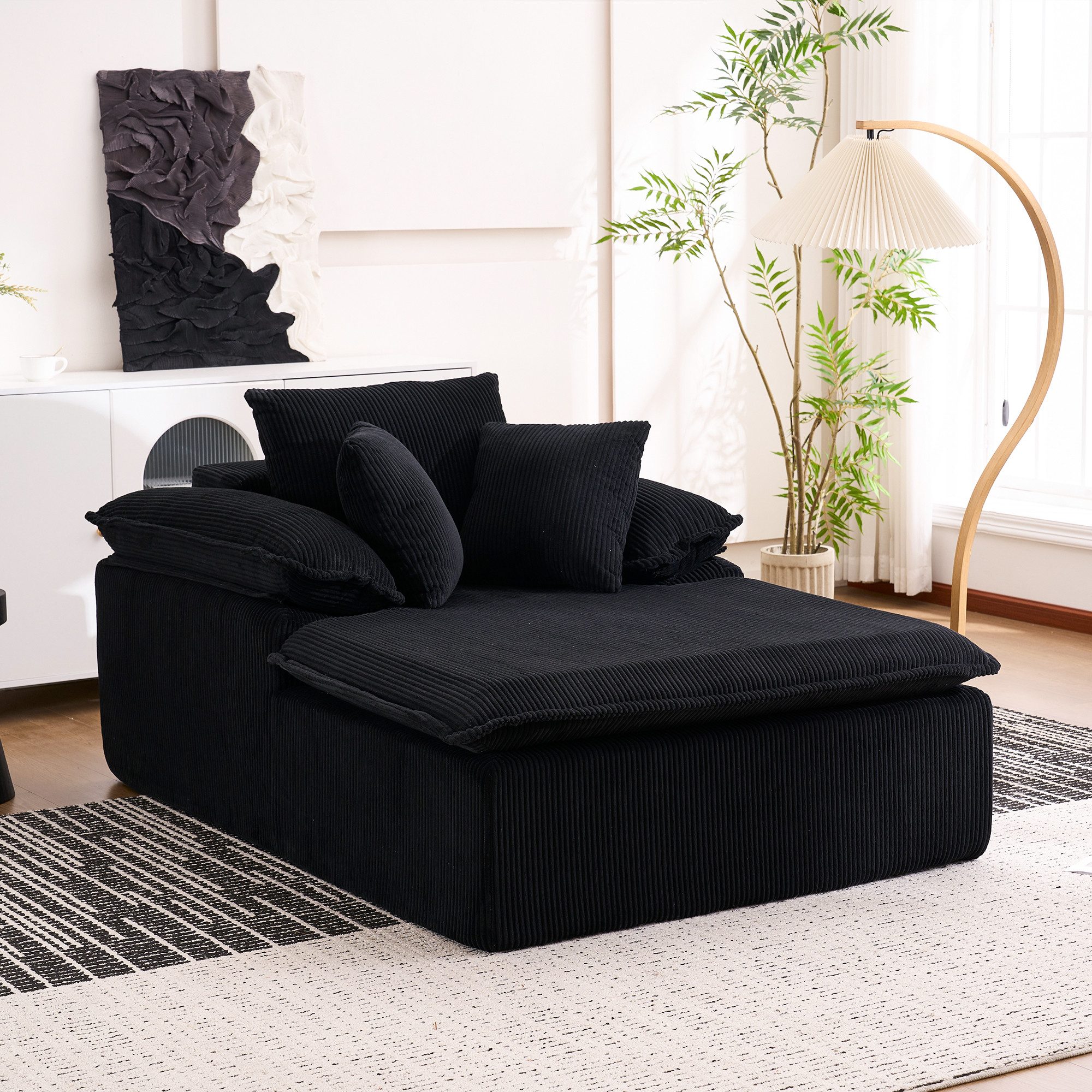 Odikalo Loungesofa Schlafsofa Relaxsofa Freizeitsofa Polstermöbel mehrfarbig, Ein 122 cm hohes, rahmenloses Relaxsofa im Indoor-Stil. Es bietet hohen Lesekomfort, ist mit breiten Armlehnen ausgestattet und muss nicht montiert werden.