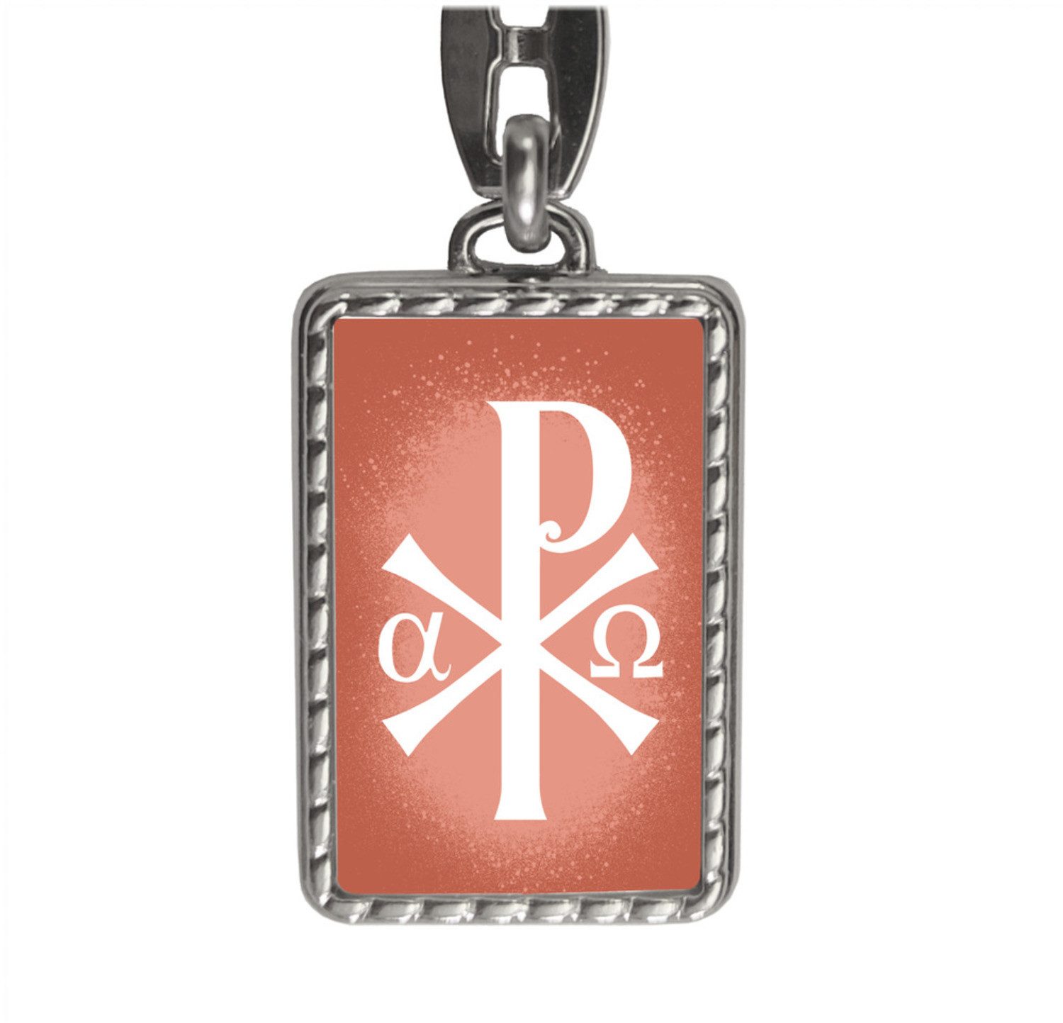 Schlüsselanhänger Christusmonogramm Schlüsselanhänger mit Bordüre in rot