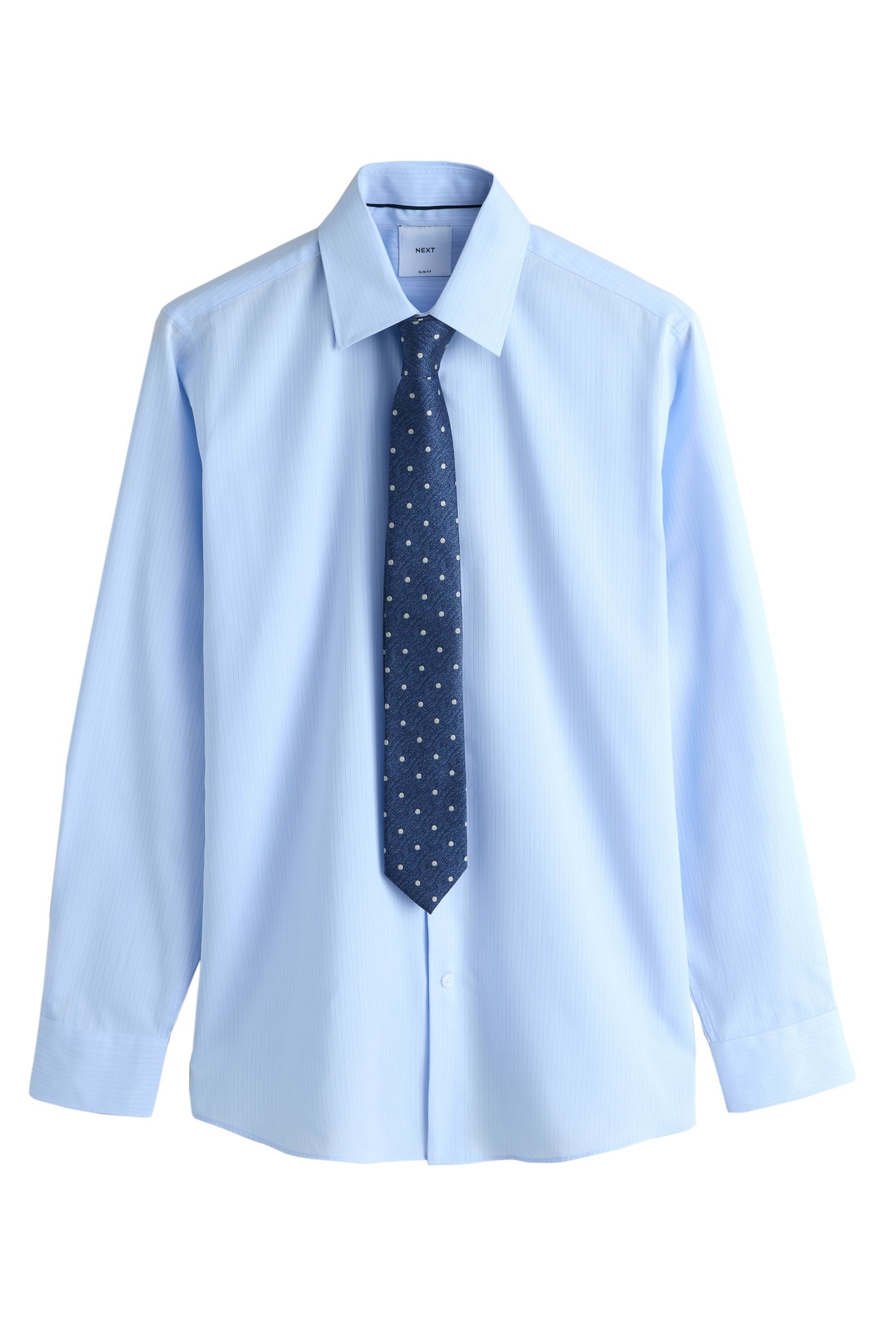 Light Blue Self Stripe/ Blue Polka Dot