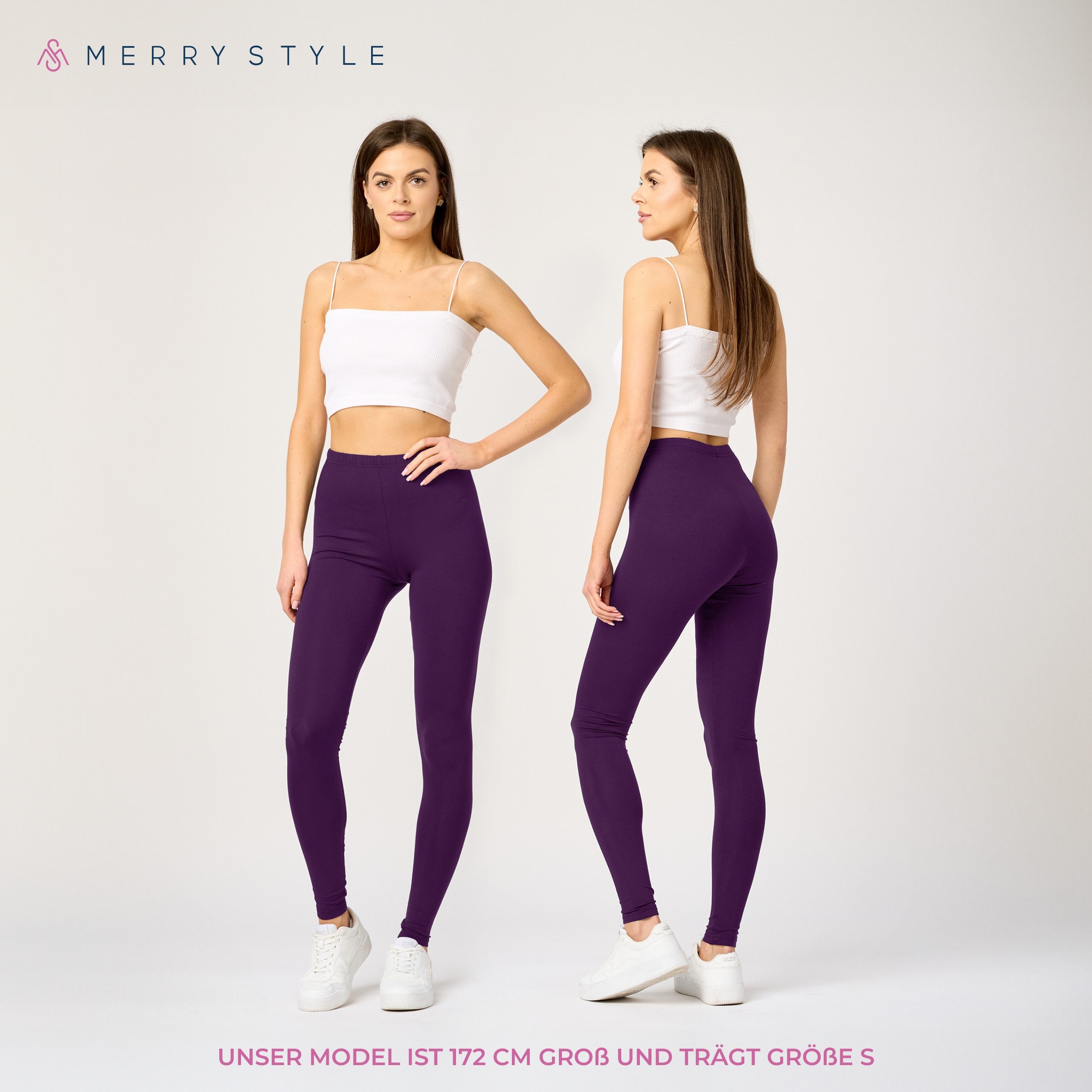 Merry Style Leggings Damen Frauen Hosen aus Viskose MS10-143 (1-tlg) elastischer Bund, atmungsaktiv