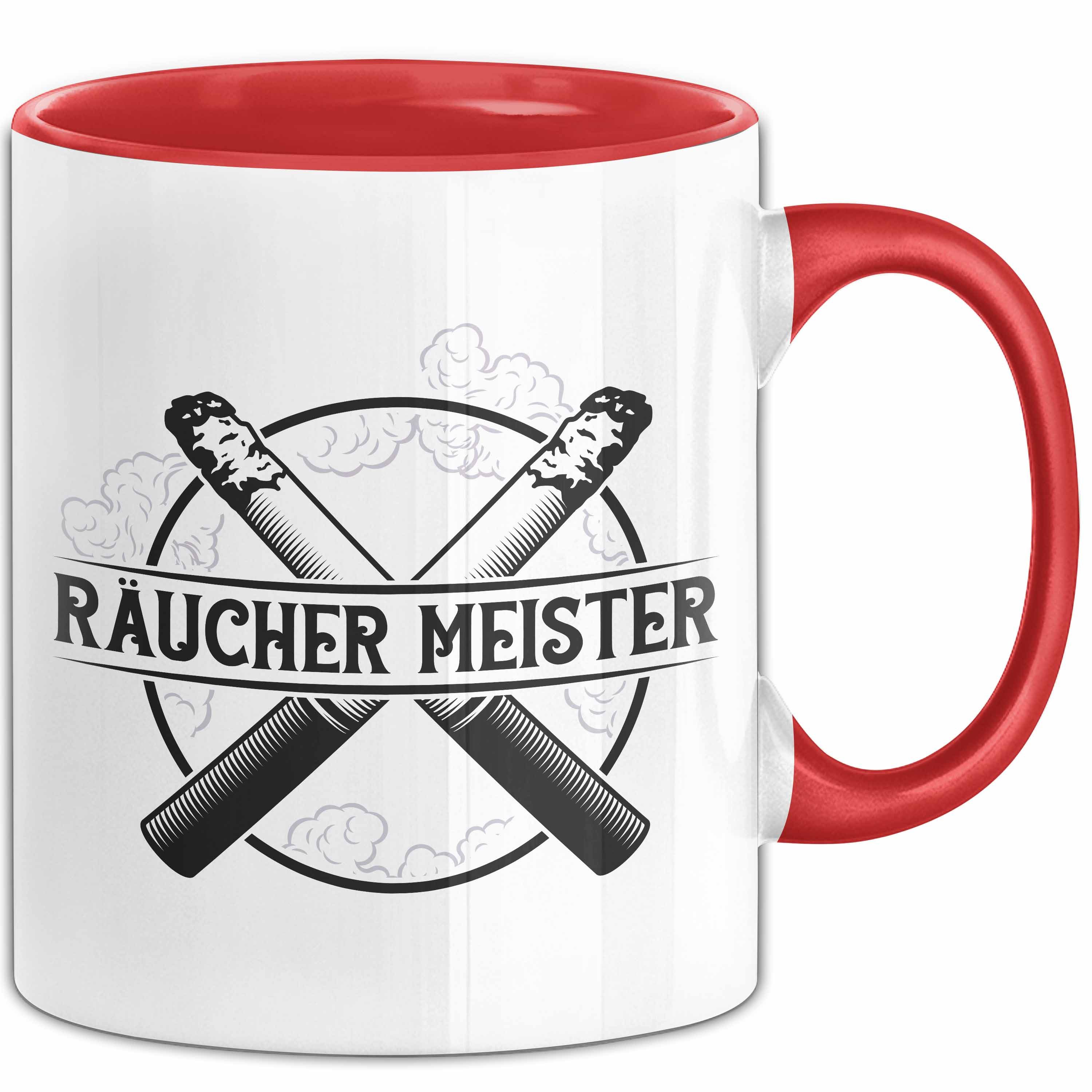 Trendation Tasse Raucher Geschenk Tasse Spruch Räucher Meister