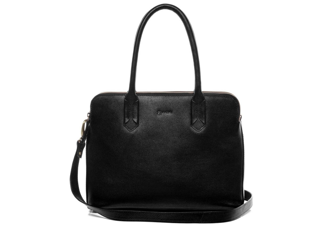 BACCINI Umhängetasche echt Leder Damen Businesstasche 13 Zoll schwarz, Laptoptasche 13 Zoll, Henkeltasche Aktentasche Echtleder Damen schwarz