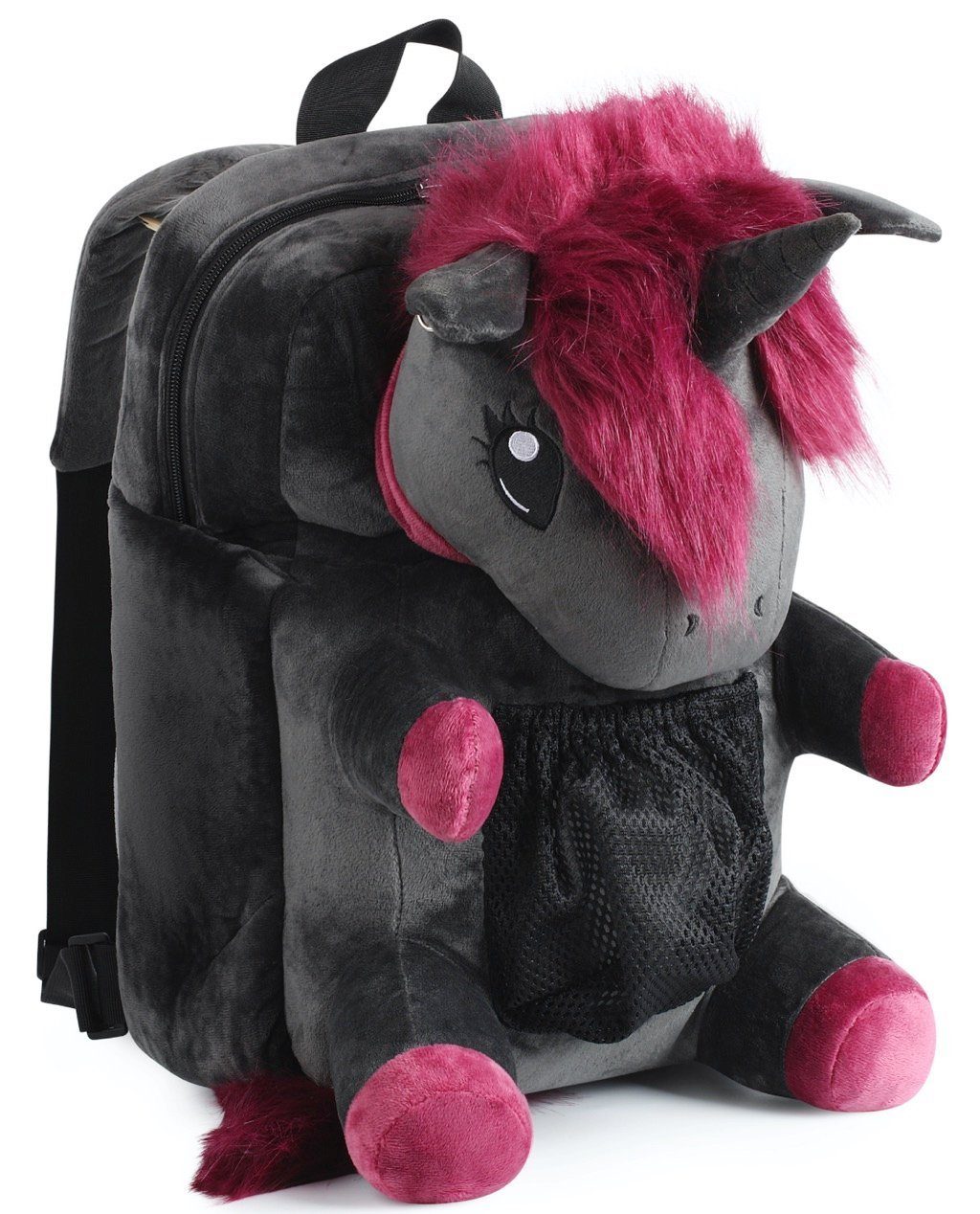 Corimori Rucksack Große Kuscheltier Plüsch Tasche (Einhorn und Bär), Flauschig, Backpack, Gothic, Kawaii Schulsachen, Kuscheltier, Motorrad