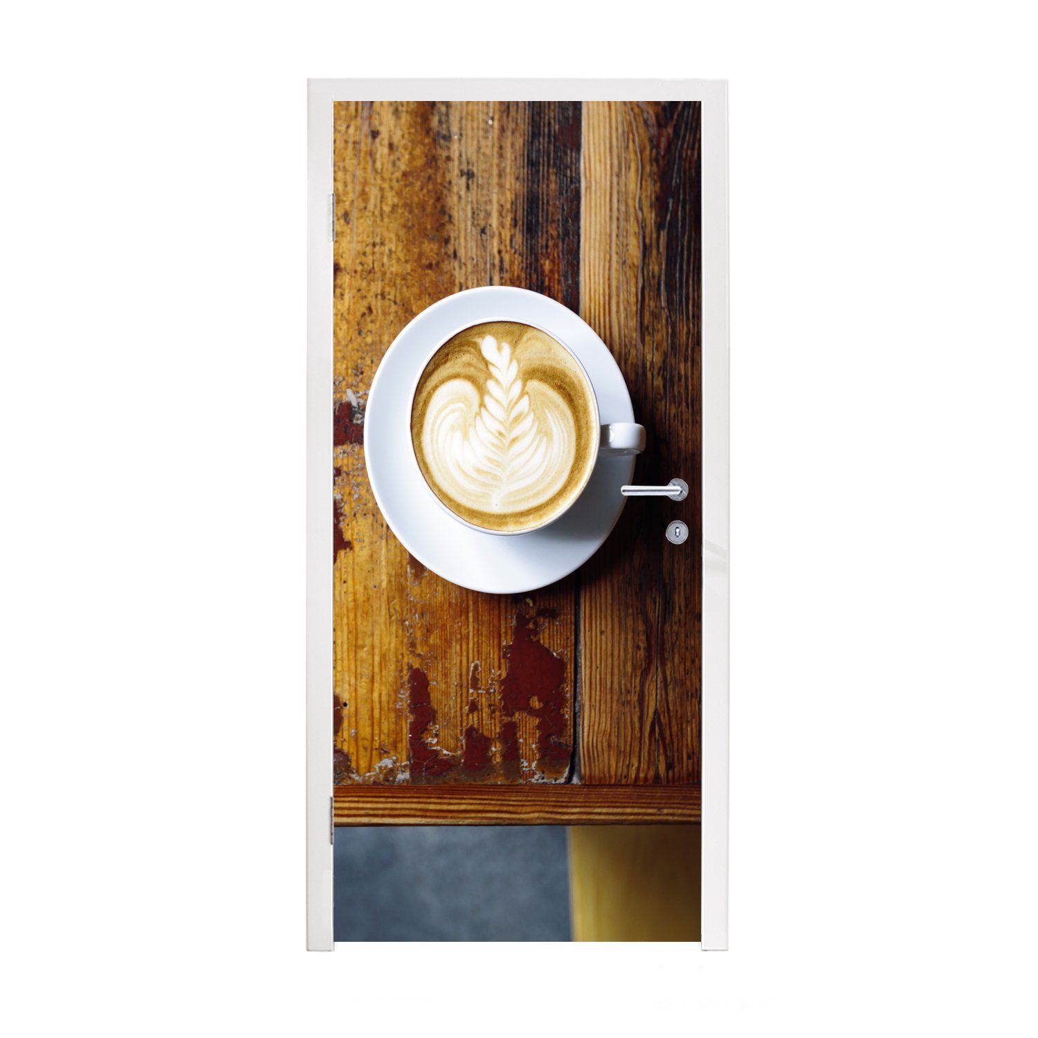 MuchoWow Türtapete Eine Luftaufnahme eines Cappuccinos, Matt, bedruckt, (1 St), Fototapete für Tür, Türaufkleber, 75x205 cm