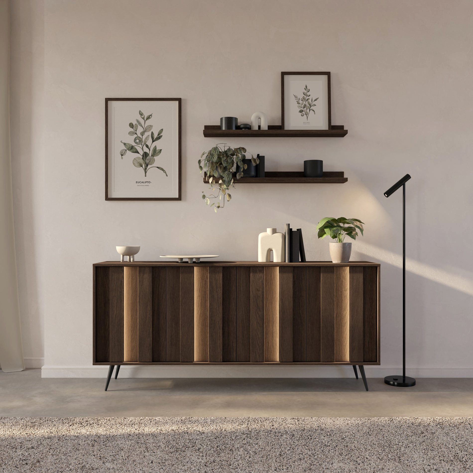 Selsey Sideboard Amaro, 4 Türen mit LED-Beleuchtung, Breite 183 cm