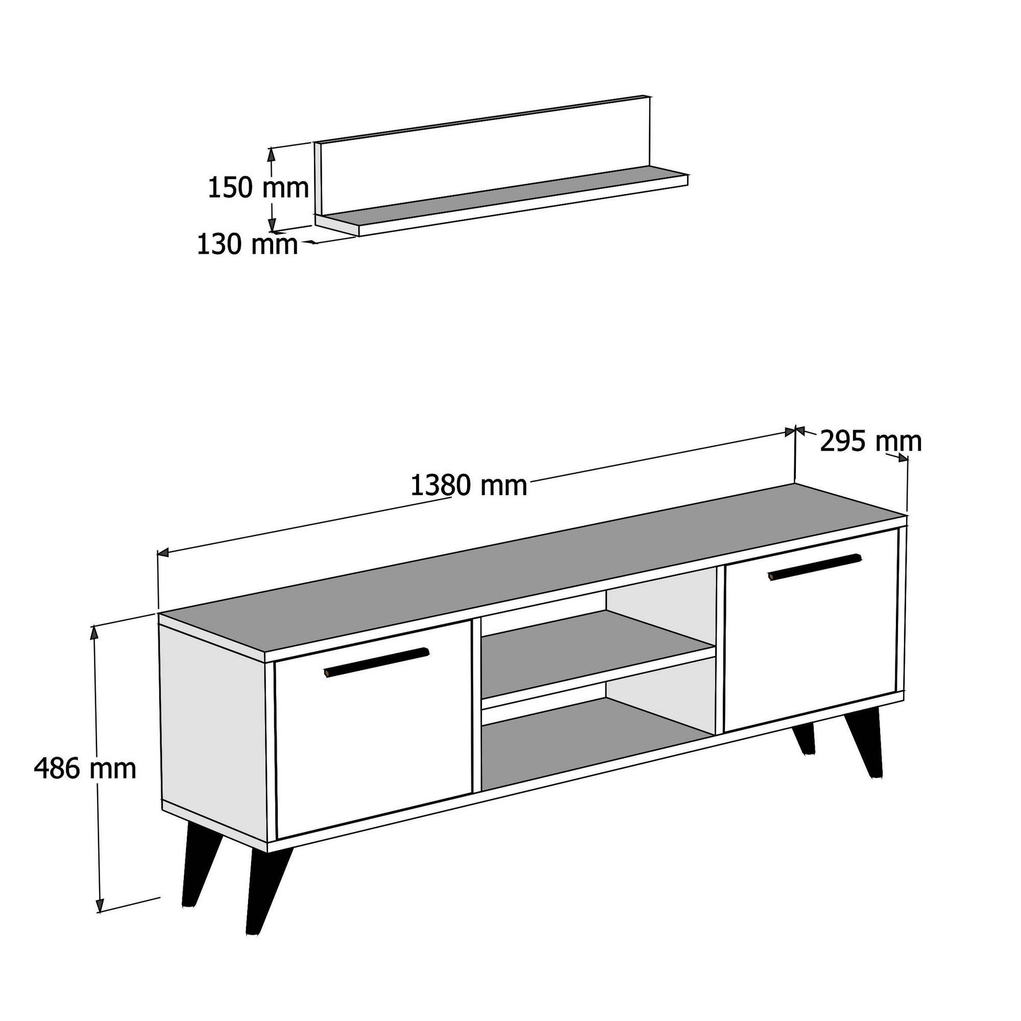 cm, Decor 48,6x138x29,5 100% TV-Schrank Skye Schränke, Melaminbeschichtete Partikelplatte